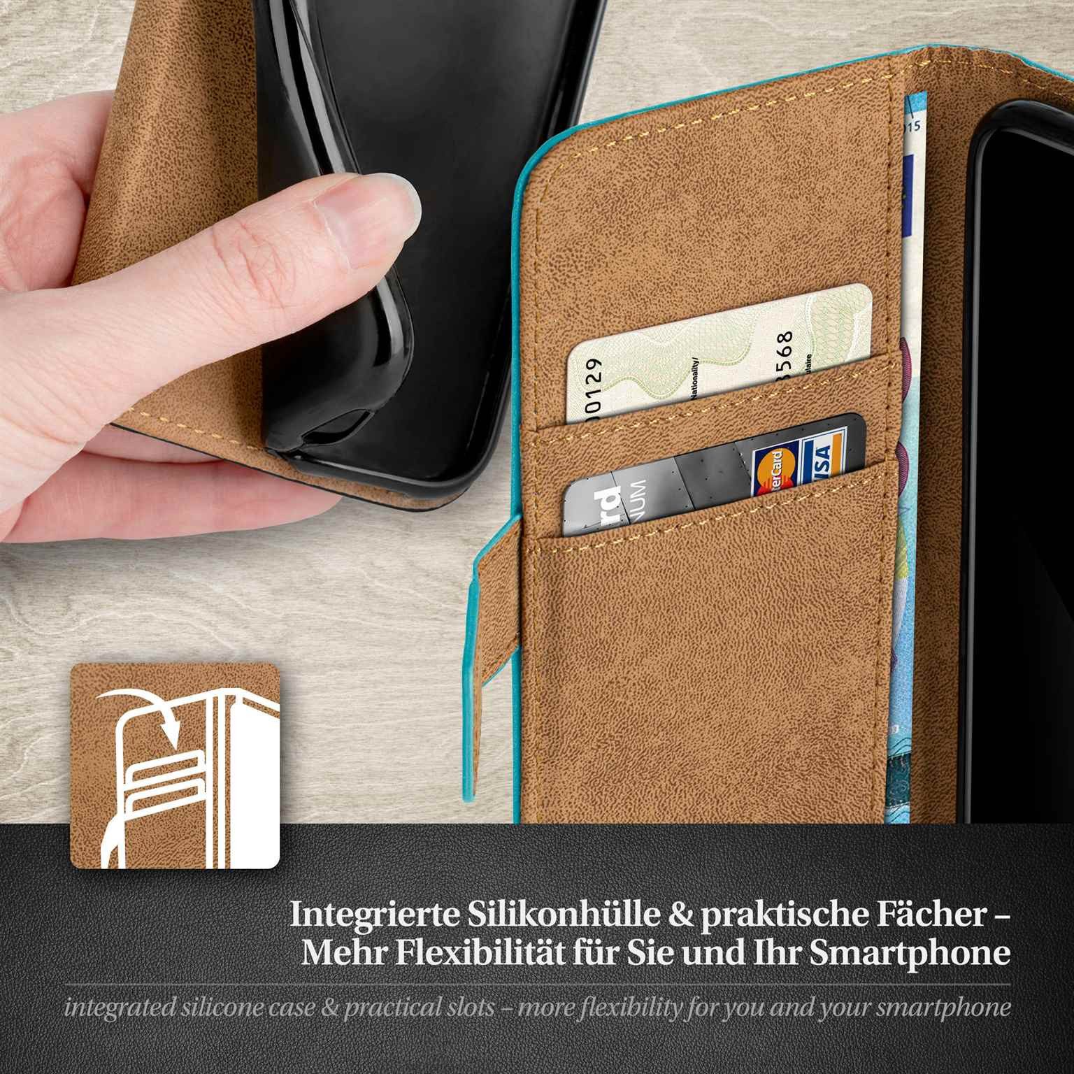 moex Handyhülle für Samsung Galaxy S23 FE Hülle Klappbar Book Case Türkis 6,4 Zoll, Klapphülle Kartenfach Flip Cover Handytasche Leder Optik Schutzhülle – Bild 4 von 5