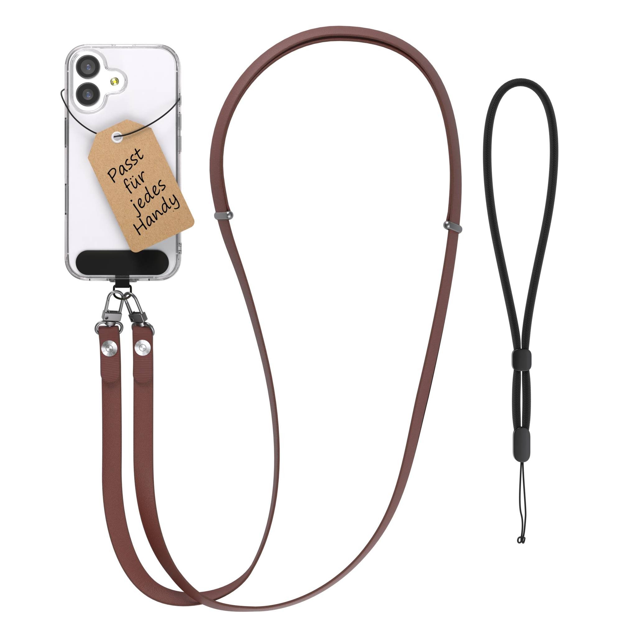 EAZY CASE Handykette Universal für alle Smartphones - modisch & funktional, Dunkelbraune Handykette mit Magnetband im minimalistischen Look