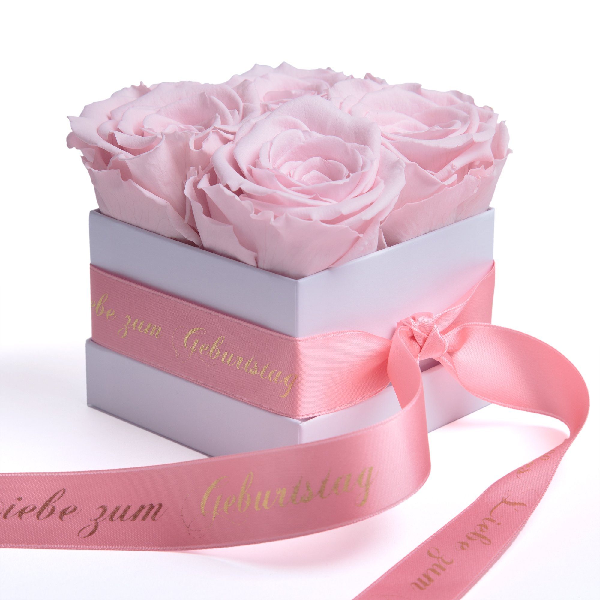 ROSEMARIE SCHULZ Heidelberg Dekoobjekt Infinity Rosenbox Alles Liebe zum Geburtstag Blumen Geschenk, Echte Rose haltbar bis zu 3 Jahre rosa