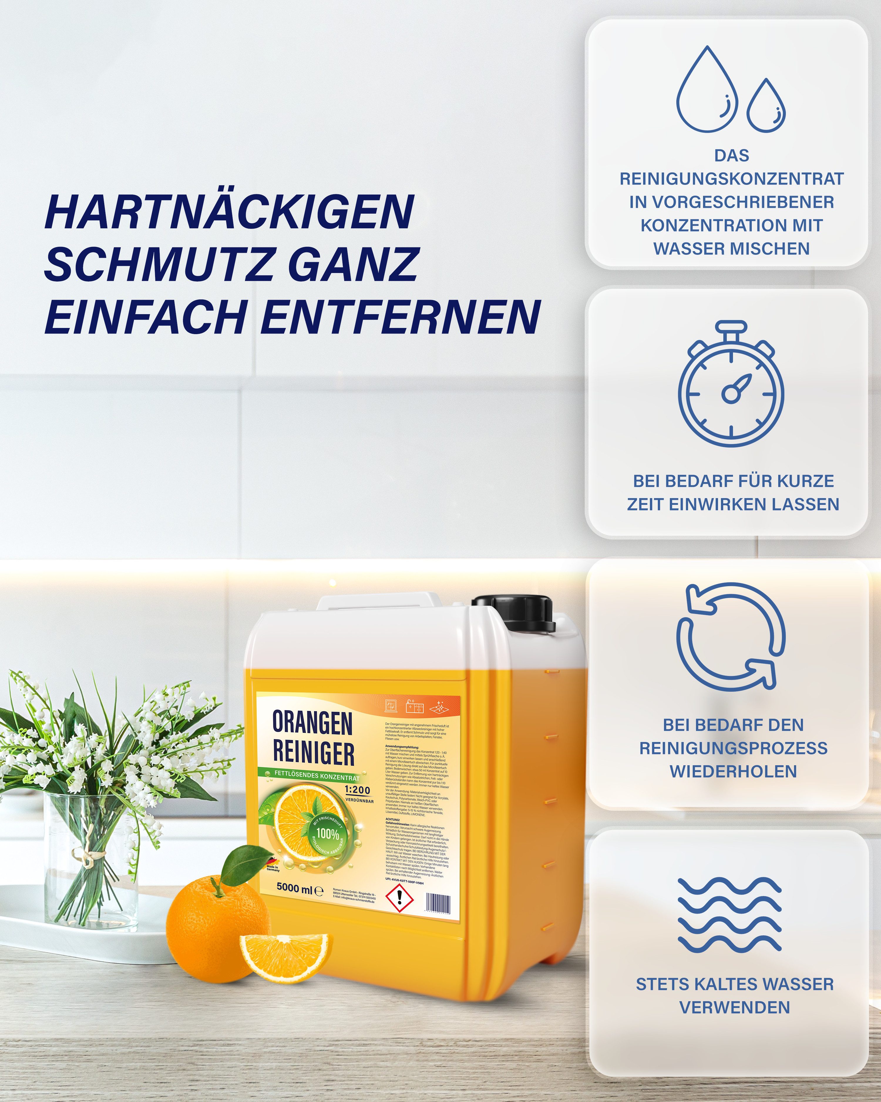 Thumbnail - eleo Orangenreiniger mit hoher Fettlösekraft (5 Liter) Allzweckreiniger (5 l Kanister 5 l)