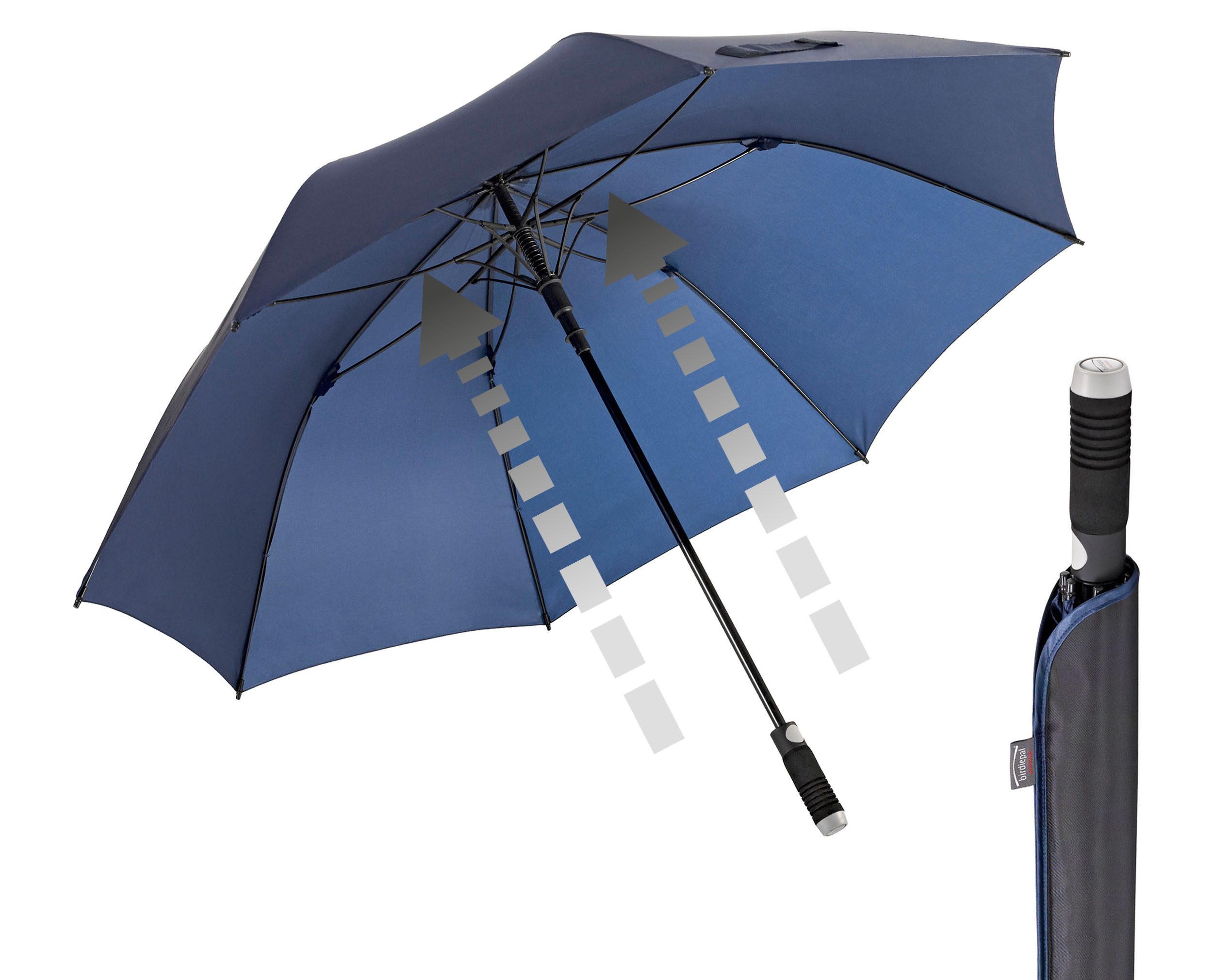 EuroSCHIRM® Partnerschirm birdiepal® Automatic, marineblau, Regenschirm für Zwei, mit extra großem Dach, Automatik