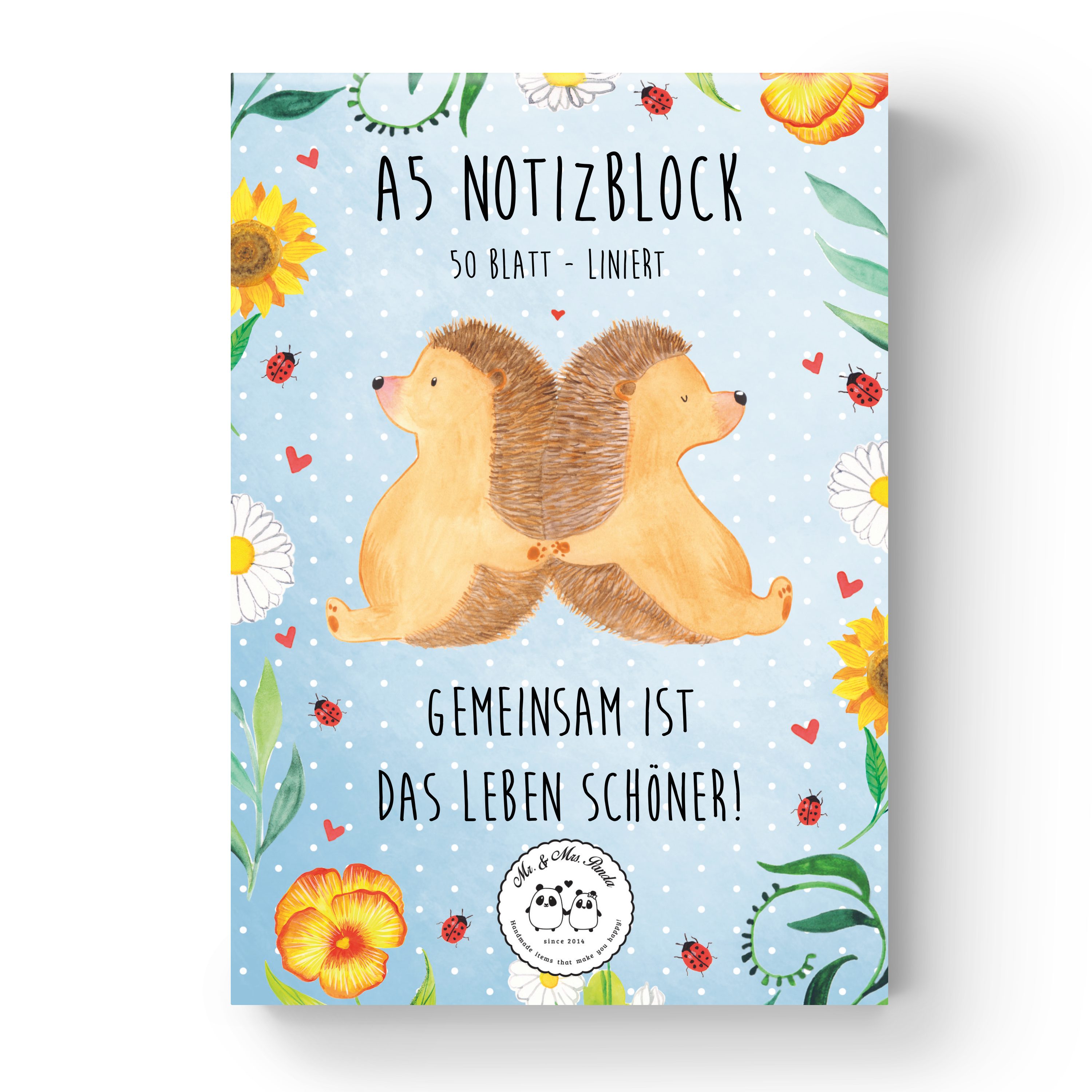 Mr. & Mrs. Panda Notizblock Igel Liebe, A5 Notizblock, Weiß, Partner, Hochzeitstag, Notizbuch, Co
