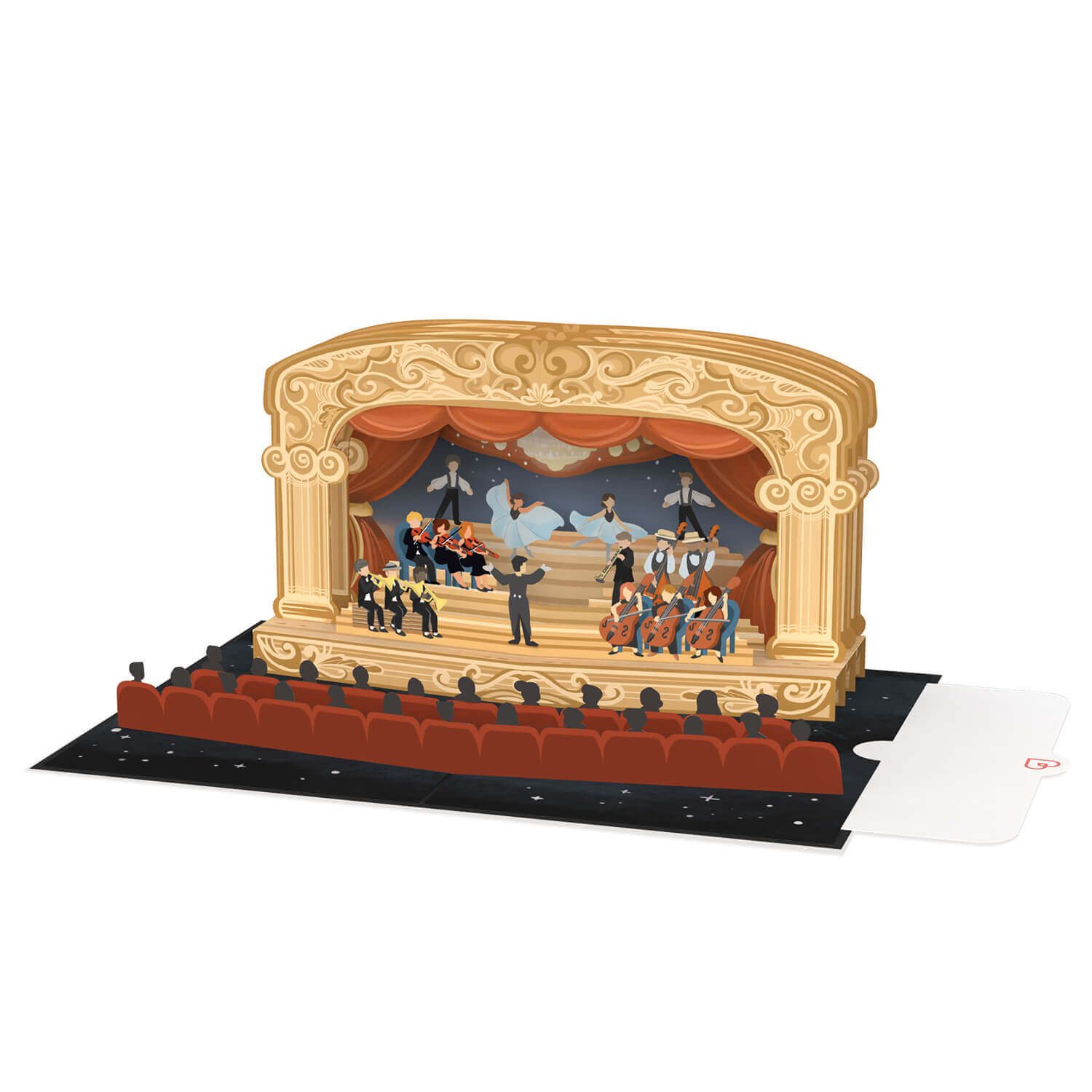 papercrush Geschenkkarte Theater, Gutscheinkarte für Theaterbesuch, Pop-Up Karte, Verschenkfertig, Handgemacht