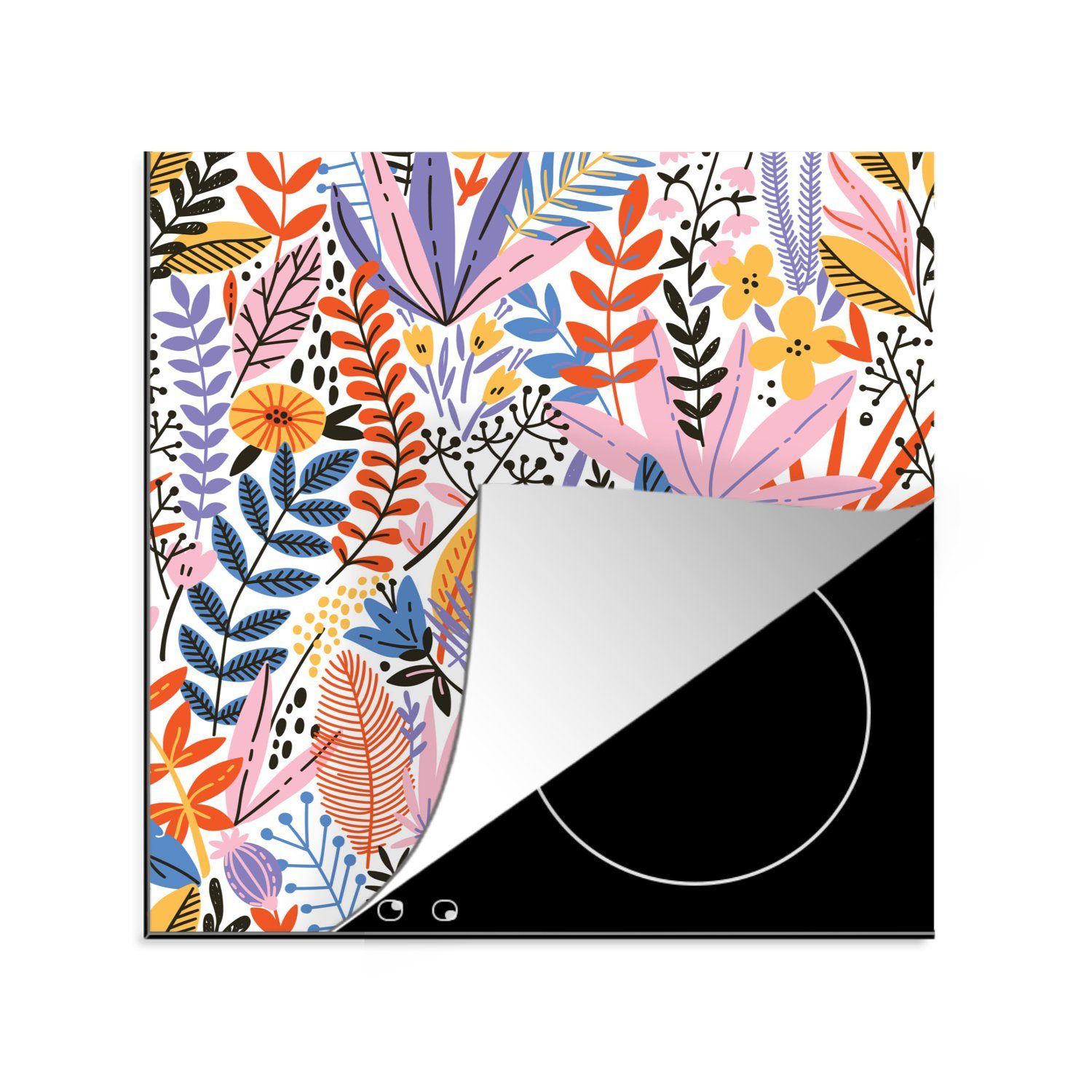 Sommer Pflanzen Pastell, Arbeitsplatte tlg), (1 Vinyl, cm, - 78x78 Ceranfeldabdeckung, - küche Herdblende-/Abdeckplatte für MuchoWow