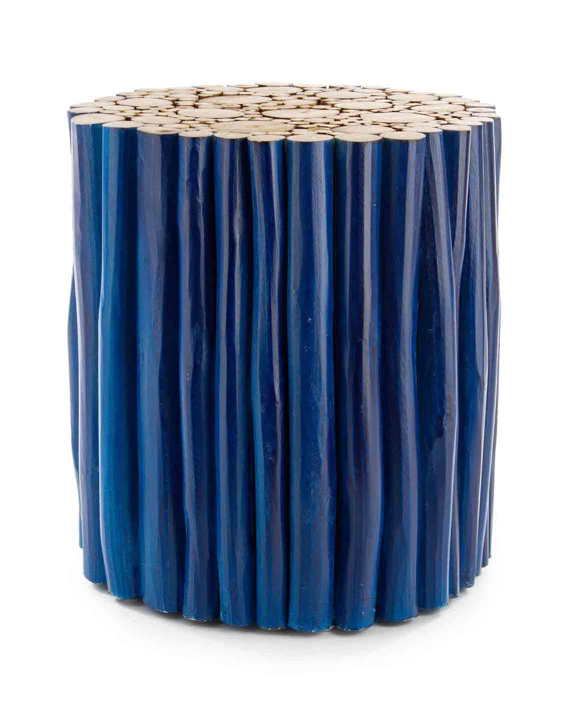 Beistelltisch Guadalupe aus Teakholz, Blau Ø 38 cm