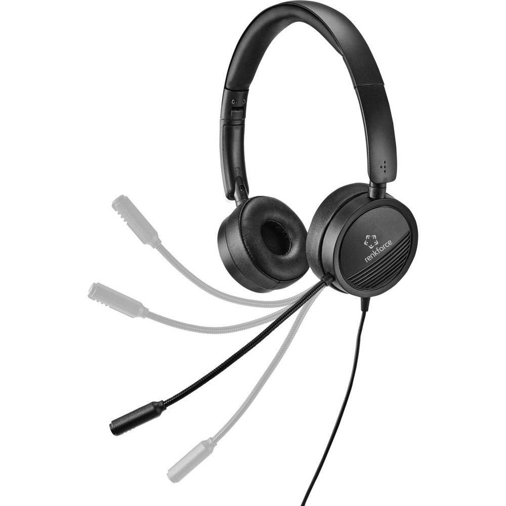 Renkforce 2-in-1-Headset mit 3.5 & Mikrofon-Stummschaltung) Kopfhörer (Lautstärkeregelung, mm-Stecker