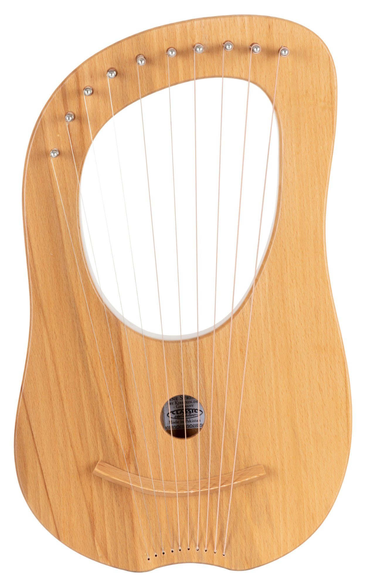 Classic Cantabile Konzertgitarre Lyra Harfe 10 Saiten, inkl. Stimmschlüssel und Tasche, Reiseharfe mit Korpus und Steg aus Buchenholz