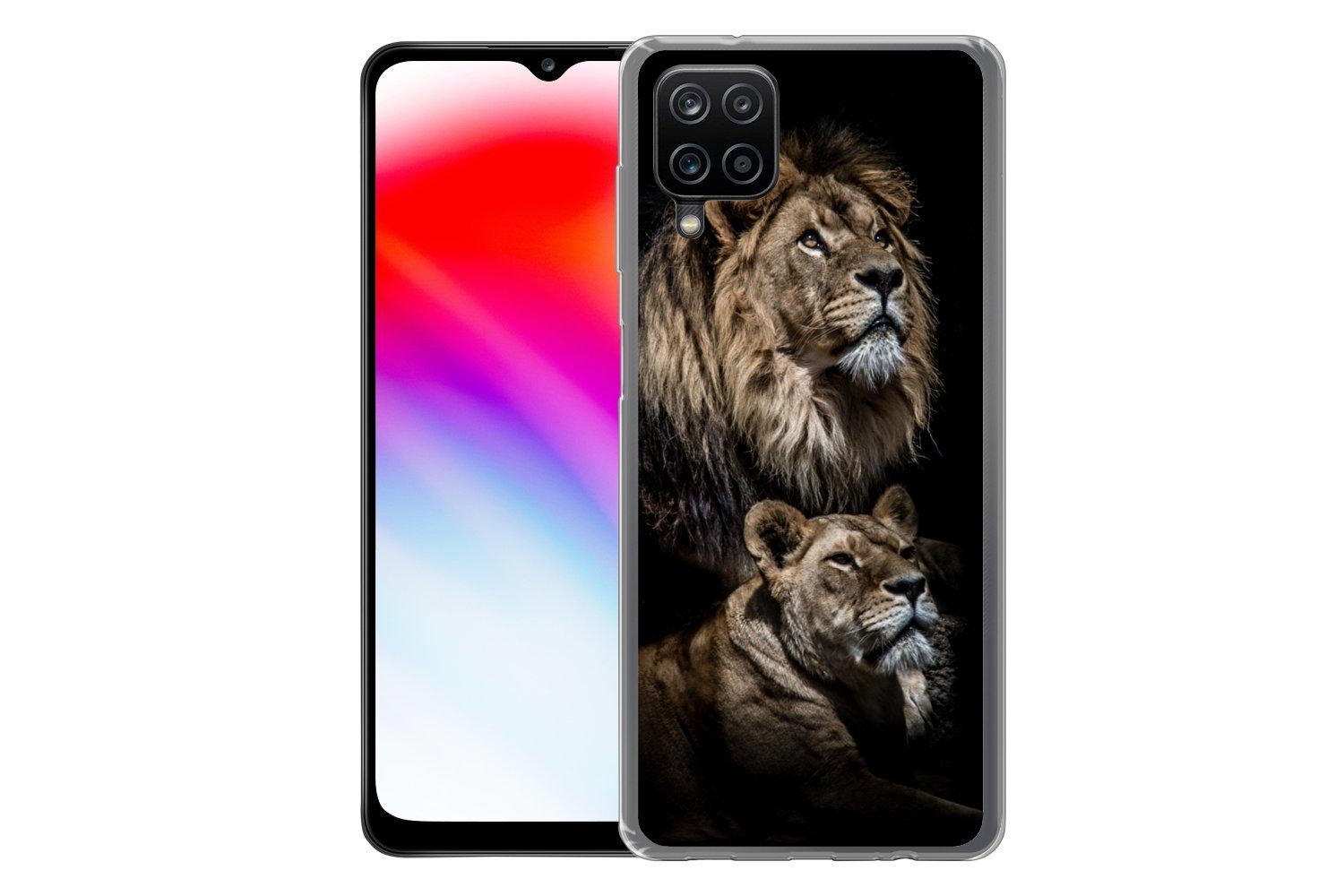 MuchoWow Handyhülle für Samsung Galaxy A12 Löwe - Löwin - Porträt, Smartphone-Bumper, Print, Handy Schutzhülle Dünn
