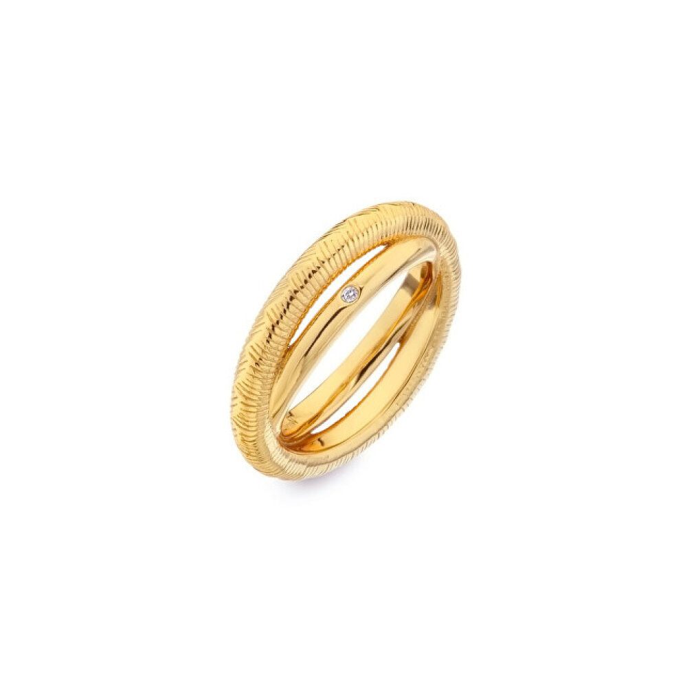 Diamond Fingerring Jacques Hope DR229 double gold plated diamond ring - Circuit: 56 mm