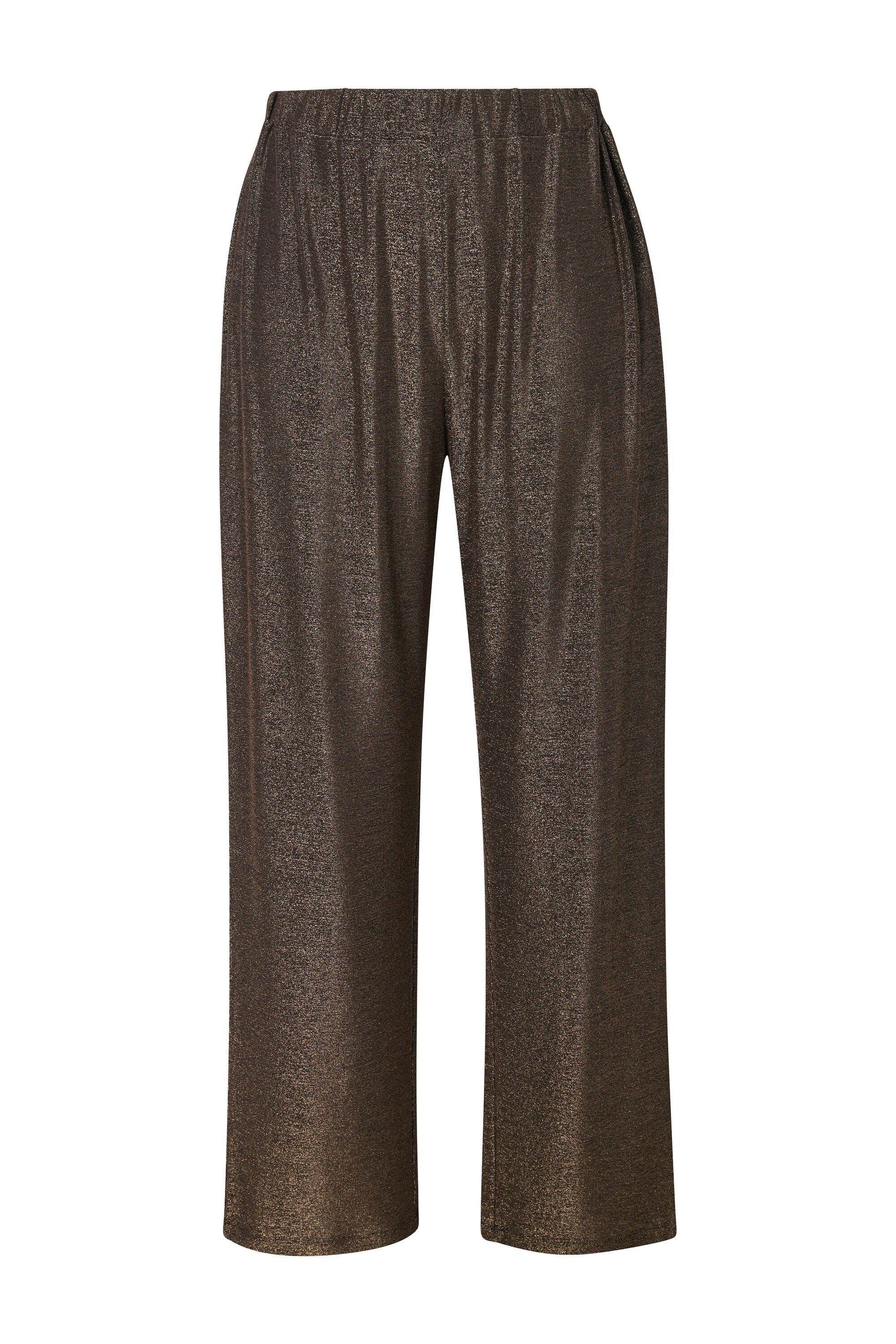 Ulla Popken Schlupfhose Glitzerhose Rose weites ausgestelltes Bein günstig online kaufen