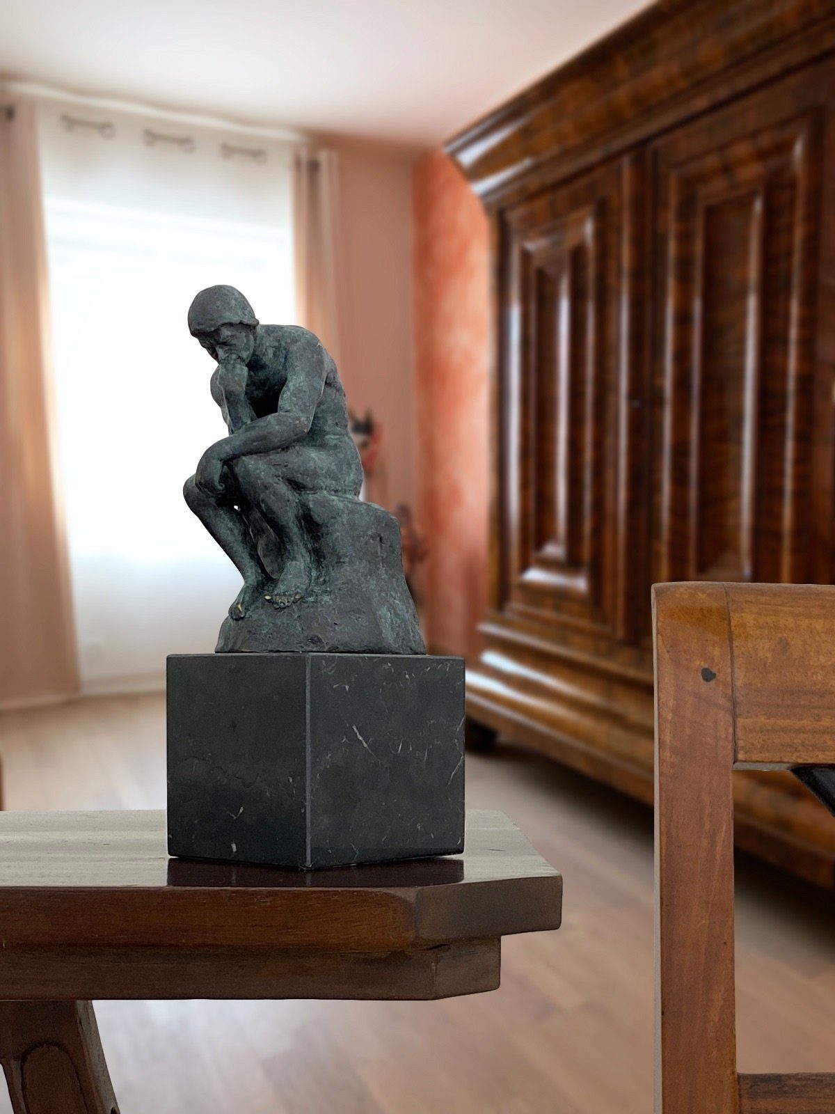 nach der Bronze Denker Bronzeskulptur Mann Aubaho Rodin Skulptur Bronzefigur coloriert