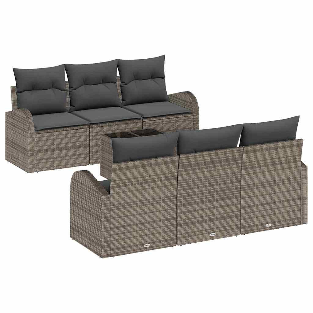 vidaXL Loungesofa Garten-Sofa-Set 7 pcs Grau 55 x 55 x 37 cm Poly Rattan, 7 Teile