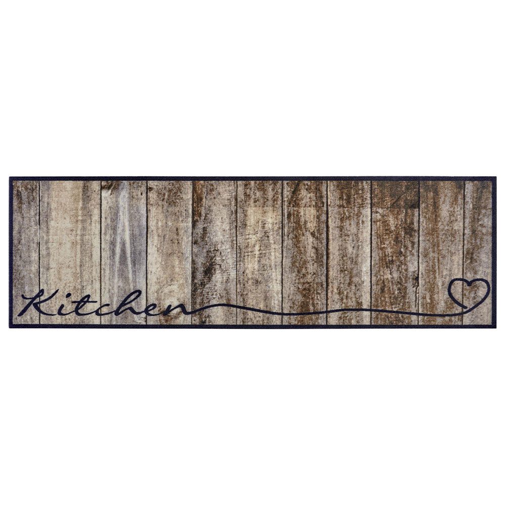 Zala Living Läufer Waschbarer Küchenläufer Kitchen Holzoptik Braun Taupe, Läufer, Höhe: 5 mm
