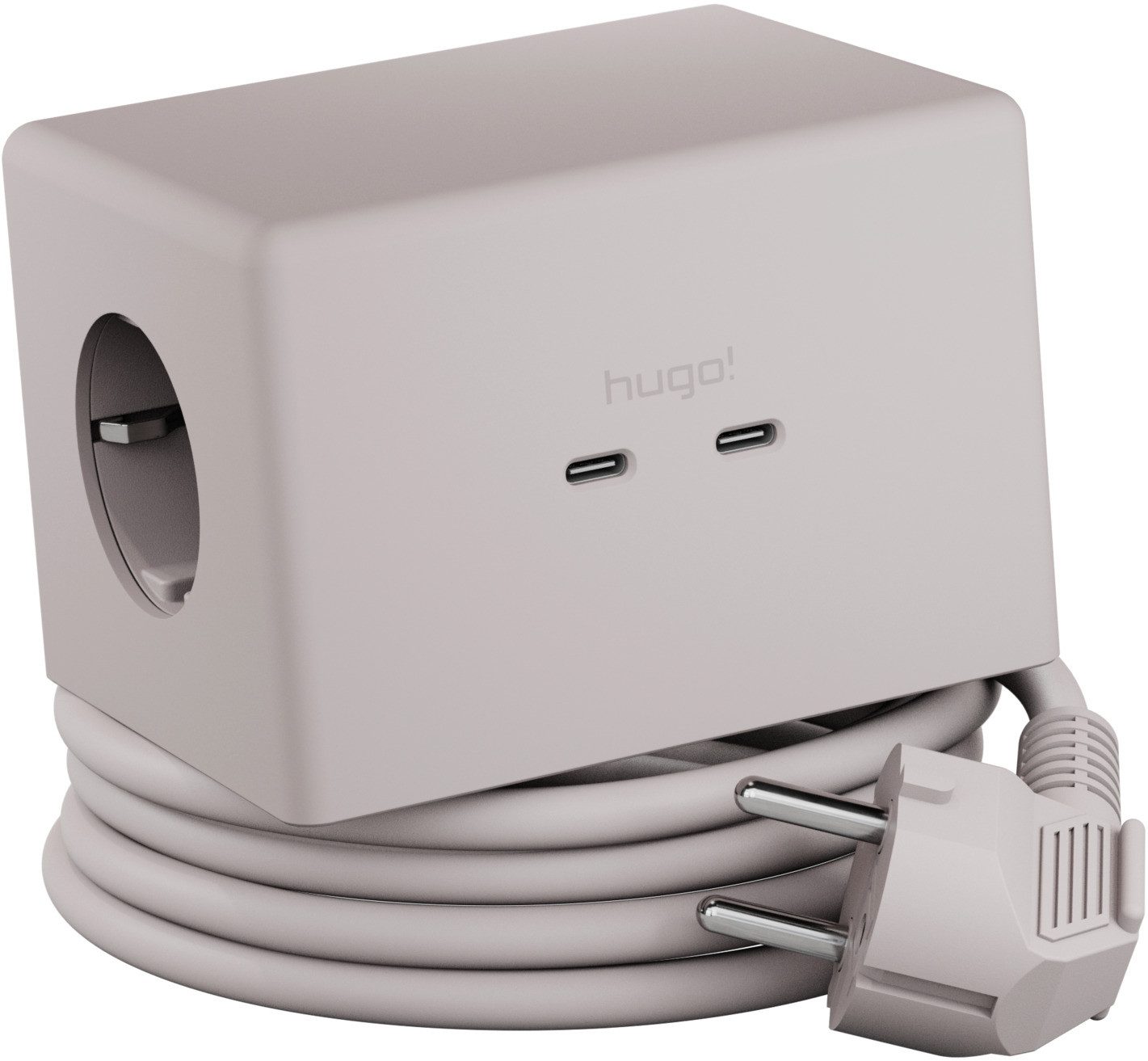 Brennenstuhl hugo! ONE 2nd Gen. Steckdosenwürfel mit USB C 20W PD, Wireless Charger Steckdosenleiste 2-fach (Kabellänge 2 m)