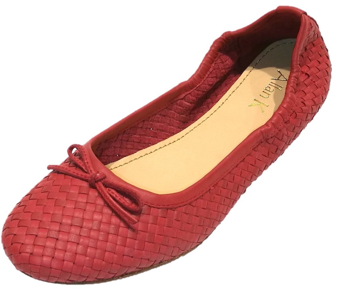 Allan K Allan K CAPRI Flecht-Leder-Schuhe Geschlossene Ballerinas Шлепанцы