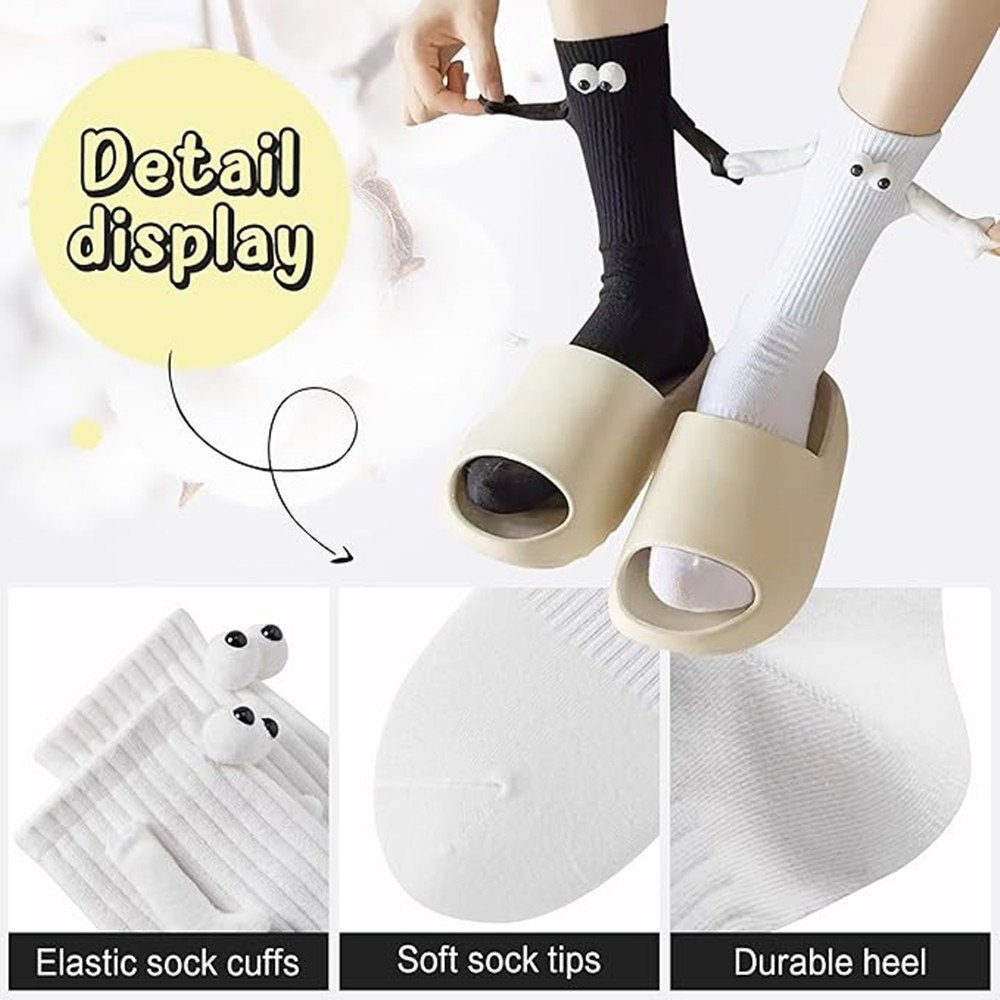 XDeer Socken 4 Paar Magnetische Socken,Hand in Hand Socken Magnet, (4-Paar) 3D Lustige Socken Paar Socken,mit Magnetarmen Freundschaftssocken