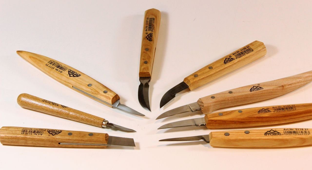 Stubai Universalmesser STUBAI Kerbschnitz-Messer Set 8 tlg Nr S512007 Schnitzeisen Beit…