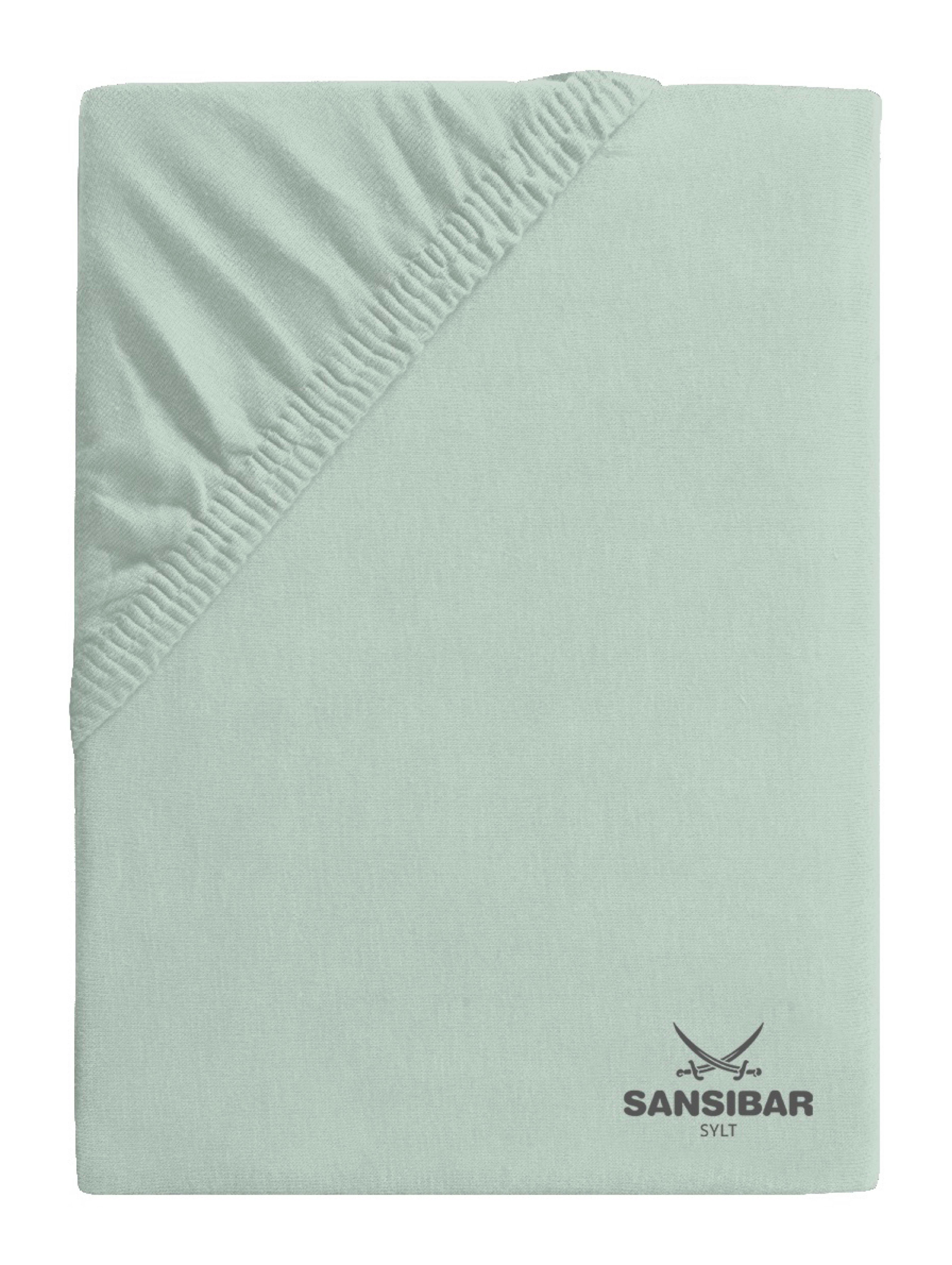 Sansibar Sylt Spannbettlaken Spannbettlaken "Sansibar Jersey Bettlaken“ Premium Qualität, Gummizug: rundum, mit hochwertigem Sansibar Logo-Druck, Fähnchen am Steg, Rundumgummizug
