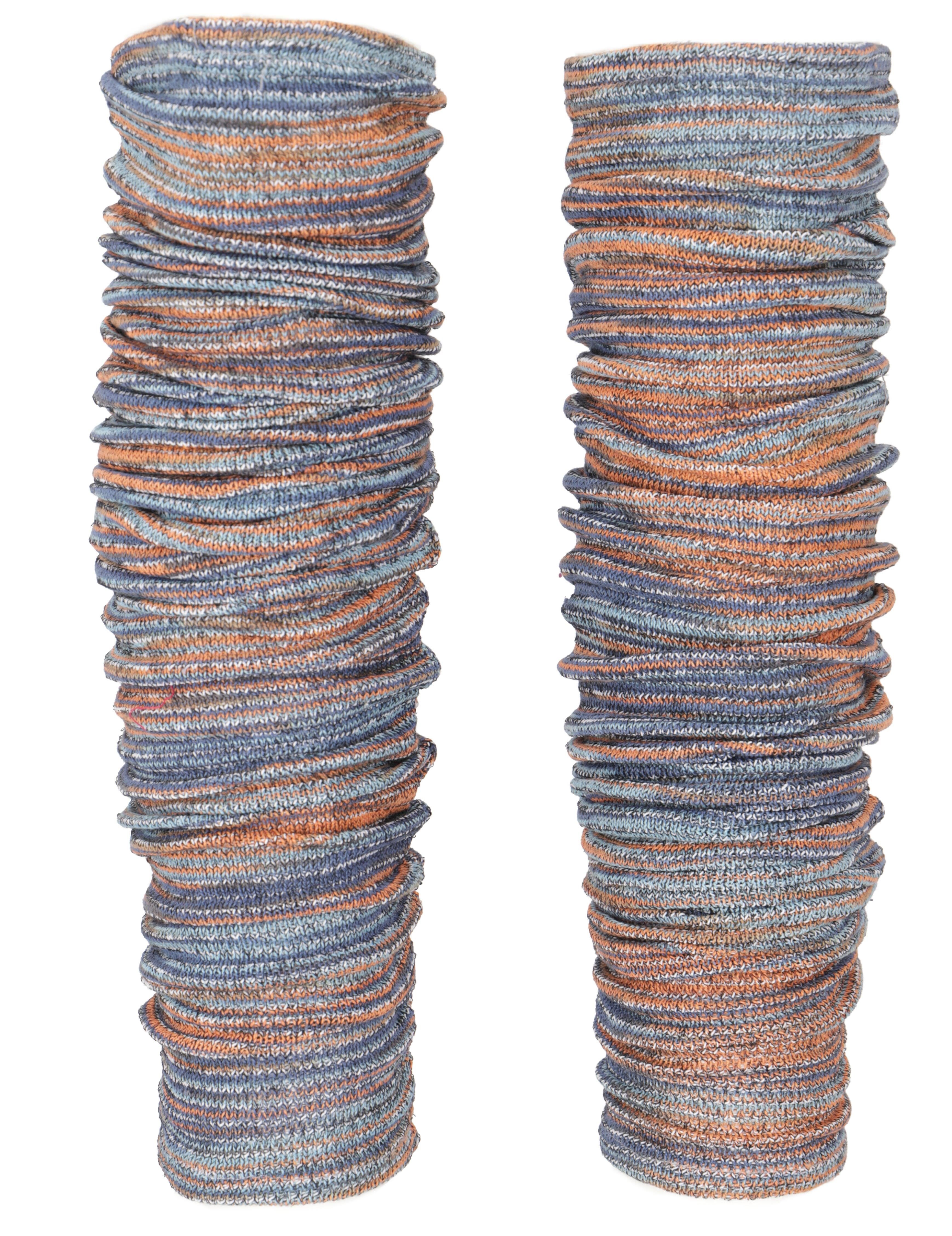 Haussocken Lange Beinstulpen Baumwolle, aus blau/orange Baumwollstrick.. Guru-Shop