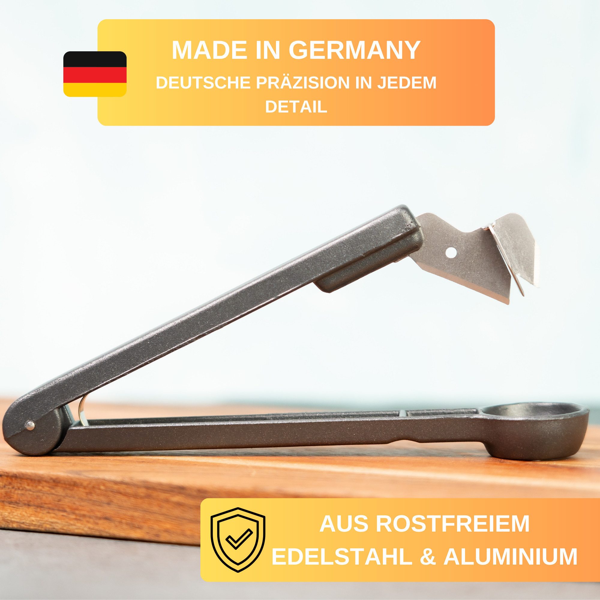 Thiru Entkerner mit robustem sternförmigen Entkernstößel, Pflaumenensteiner, Made in Germany, speziell gehärtetes Messer