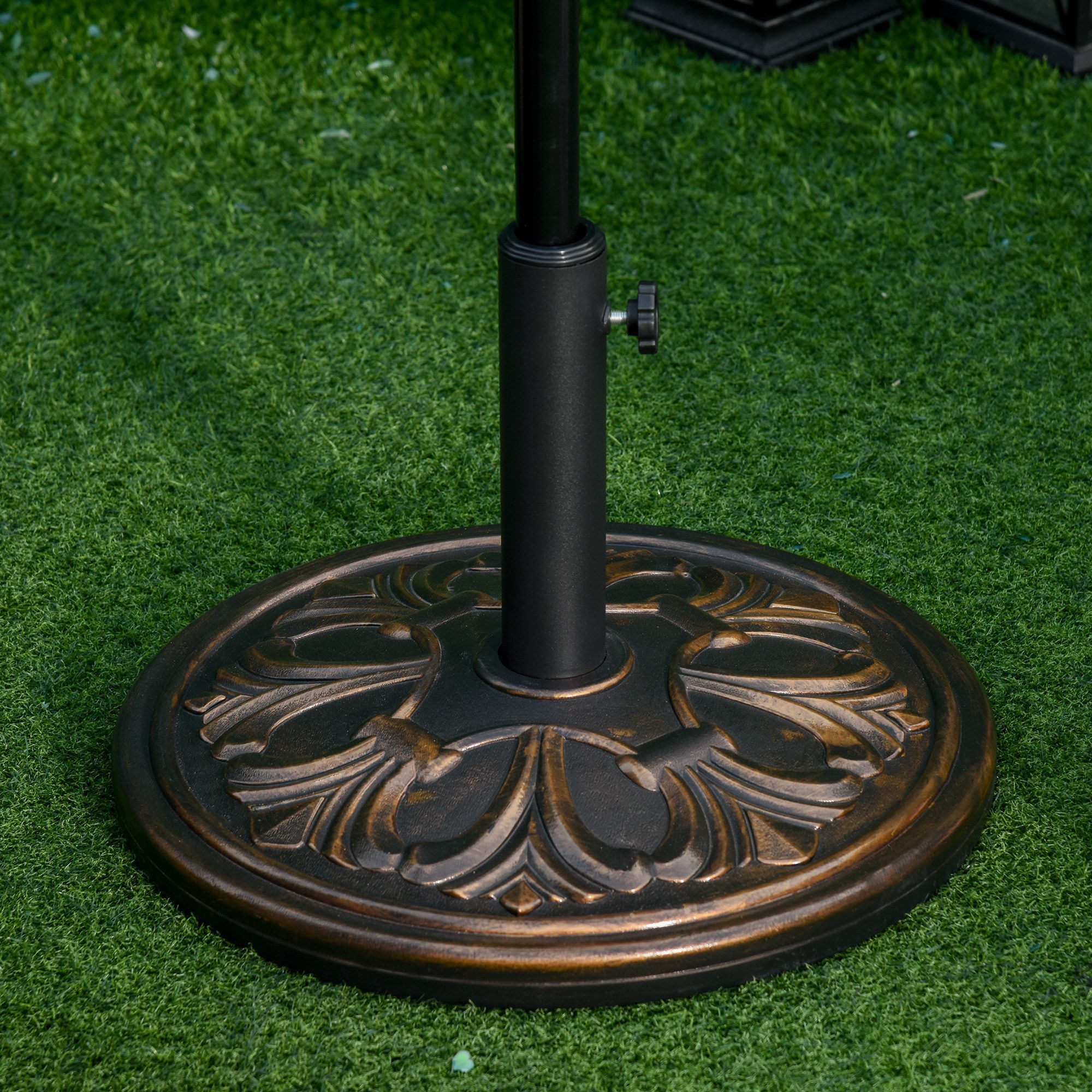 Outsunny Schirmständer Sonnenschirmständer 13 kg Schirmstangen Schirmhalter für Garten Balkon (Schirmfuß, 1 St., Schirmständer), Kunststoff + Zement, Antik, Bronze, Ø48 x 34 cm