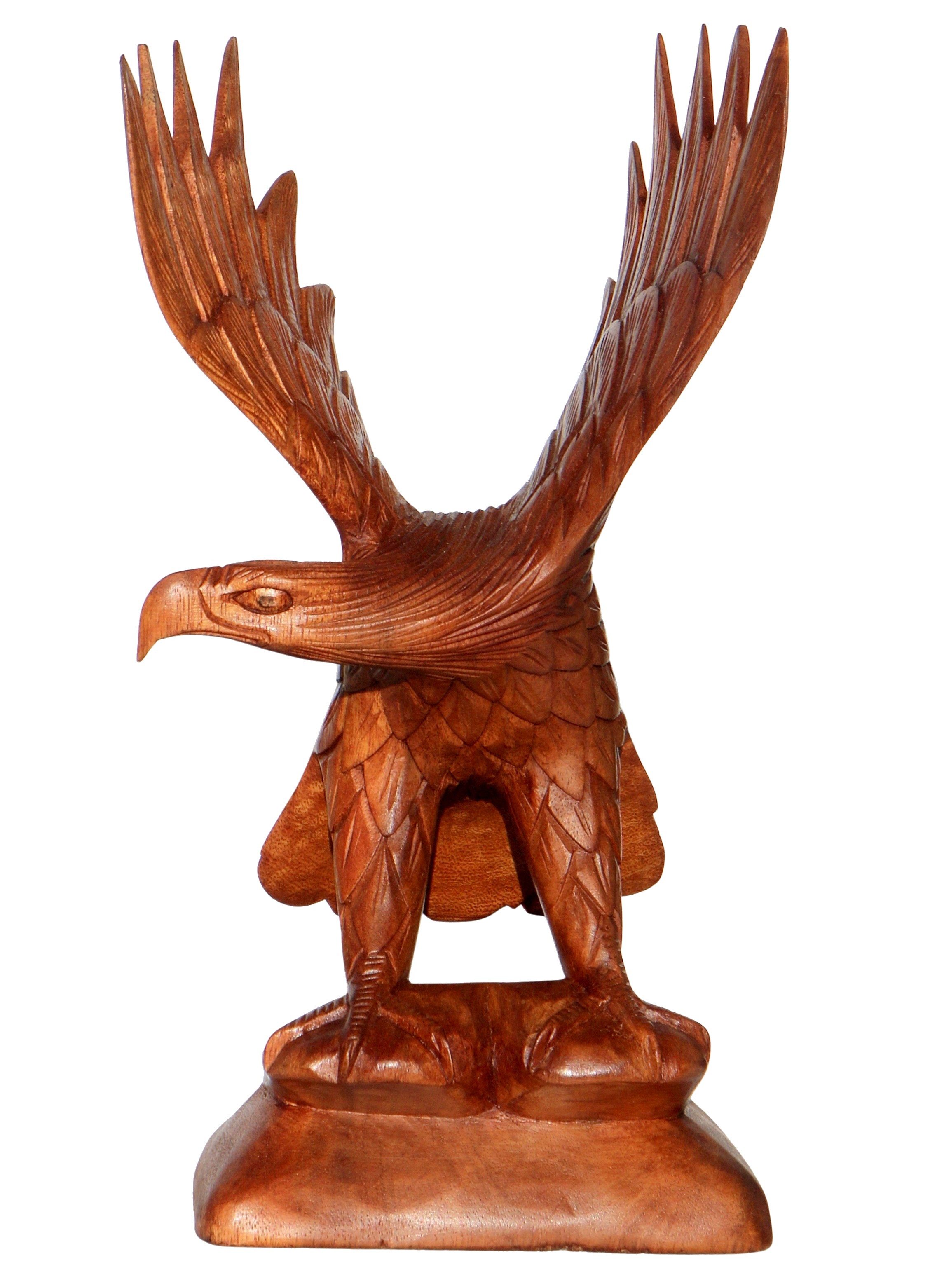 Wogeka Tierfigur Stein Adler auf Sockel Holz-Figur Tier Vogel Greifvogel Dekoration