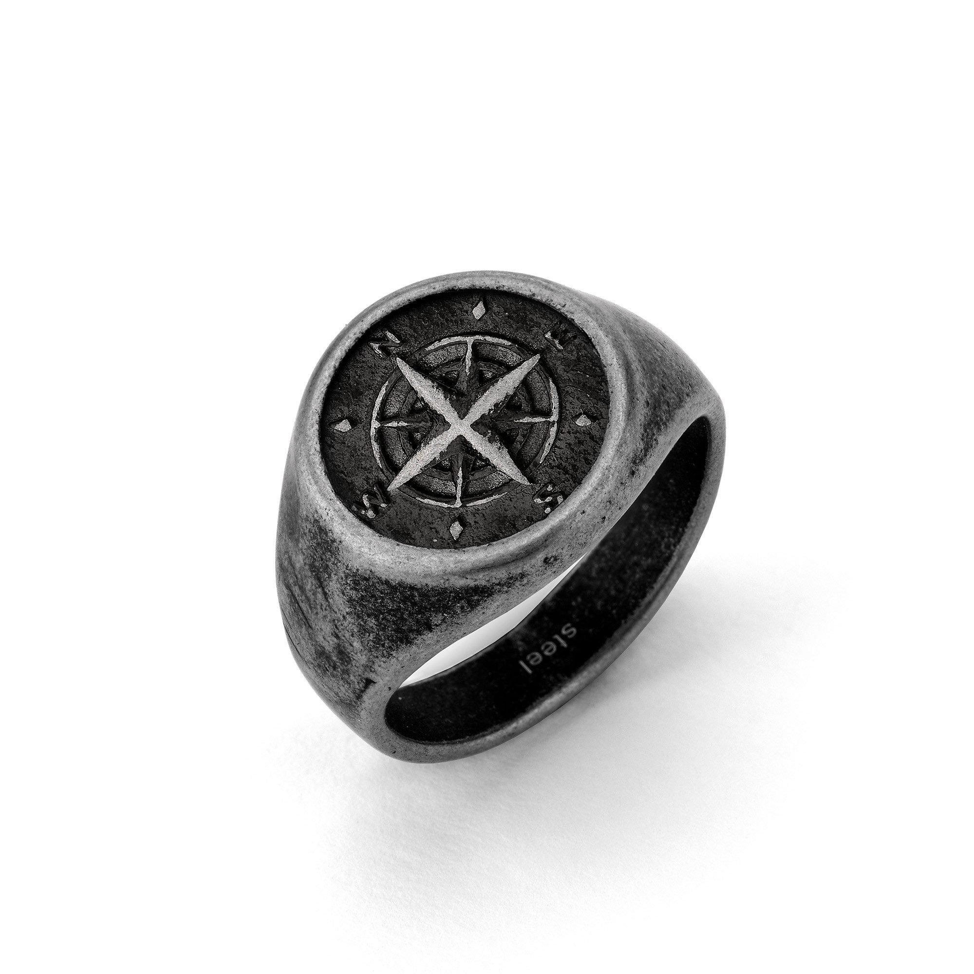 FYNCH-HATTON Fingerring Schmuck Geschenk Edelstahl Ring The Antique Explorer Kompass