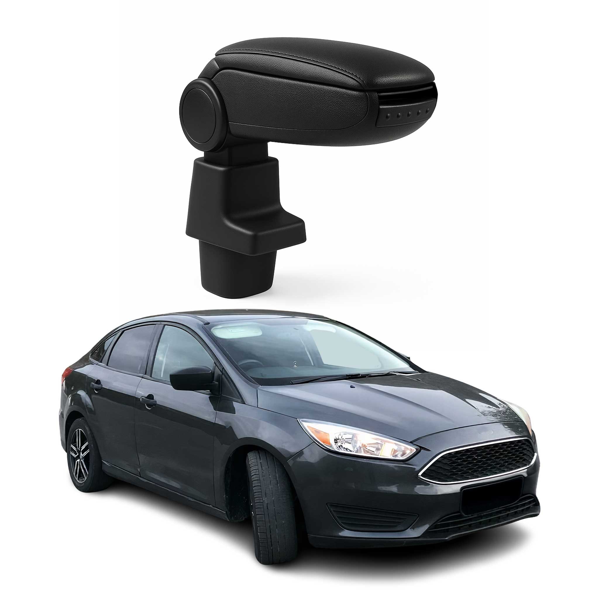 OMAC Armlehne Mittelarmlehne für Ford Focus 2011-2014 PU-Leder Schwarz, Langlebig,Multifunktional,Einfache Installation