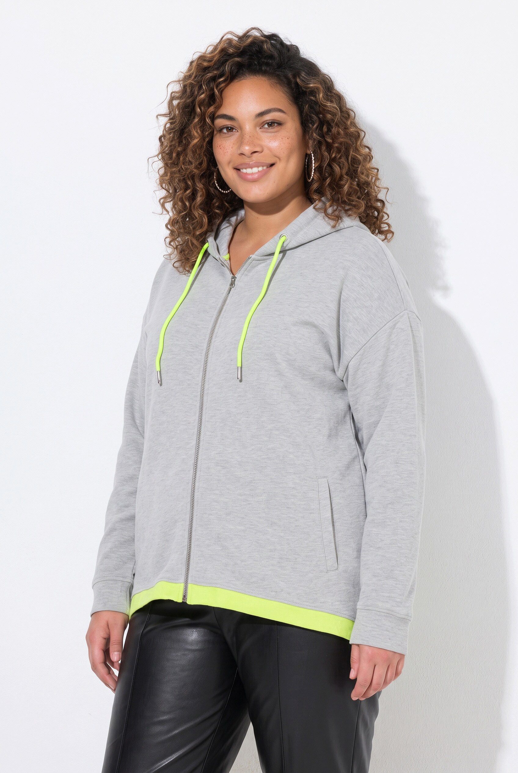 MIAMODA Sweatjacke Sweatjacke oversized Kapuze Neon