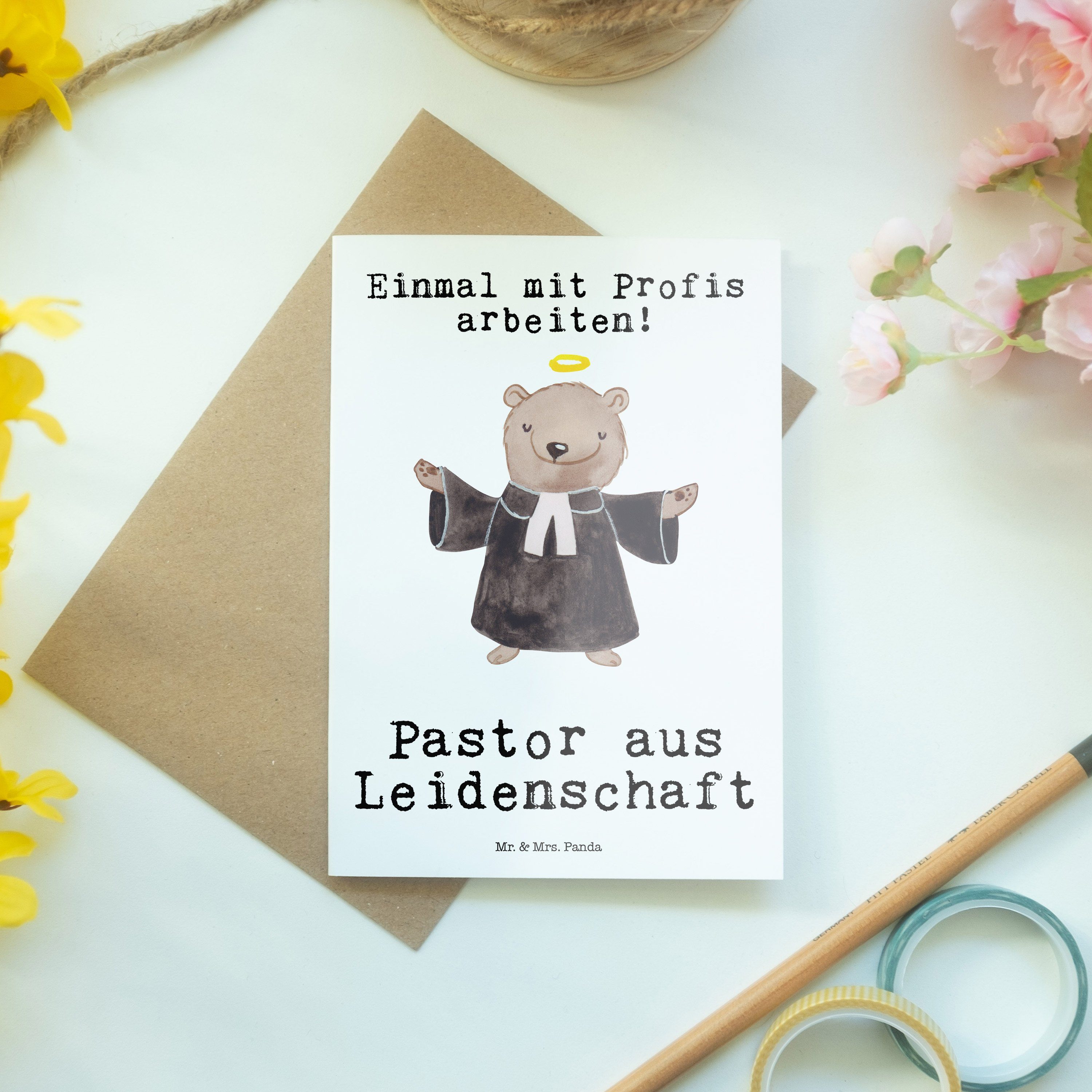 Mr. & Mrs. Panda Grußkarte Hochzeitskarte, - Weiß - Geschenk, aus Kirche, Leidenschaft Pastor Gl