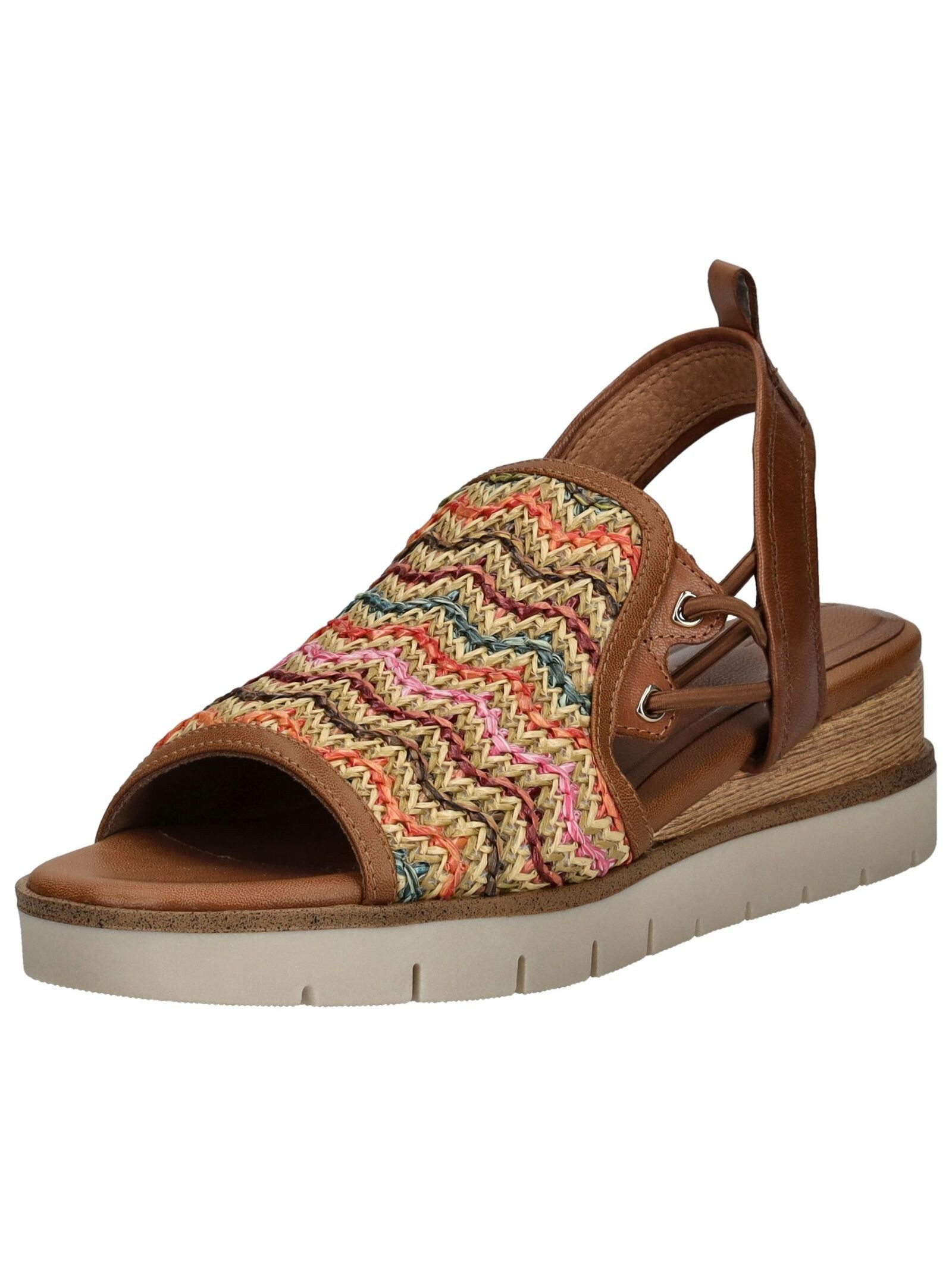 Sandalen Leder/Textil . Keilsandalette