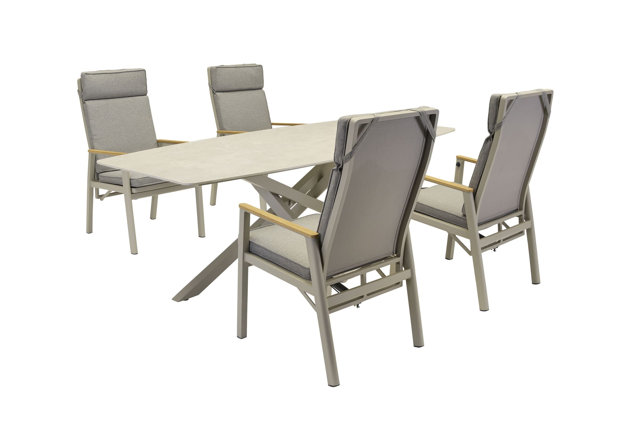 LC Garden Garten-Essgruppe Gartenset »Mira« Gartentisch + Gartenstühle verstellbar, (4-tlg)