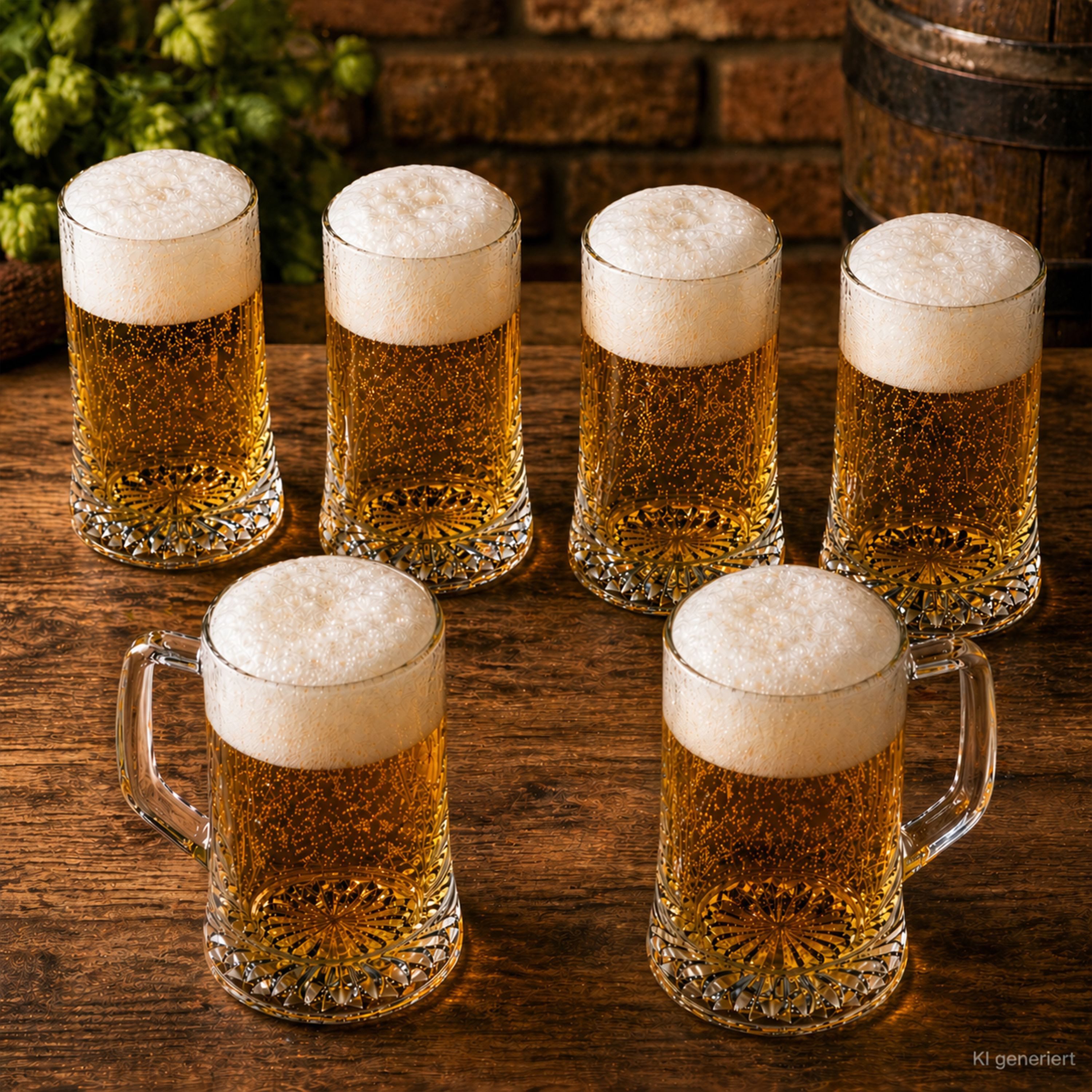 MamboCat Bierglas 6x Akki Bierkrug 0,5L mit Sternboden & Henkel Bierseidel 500ml Glas, Glas