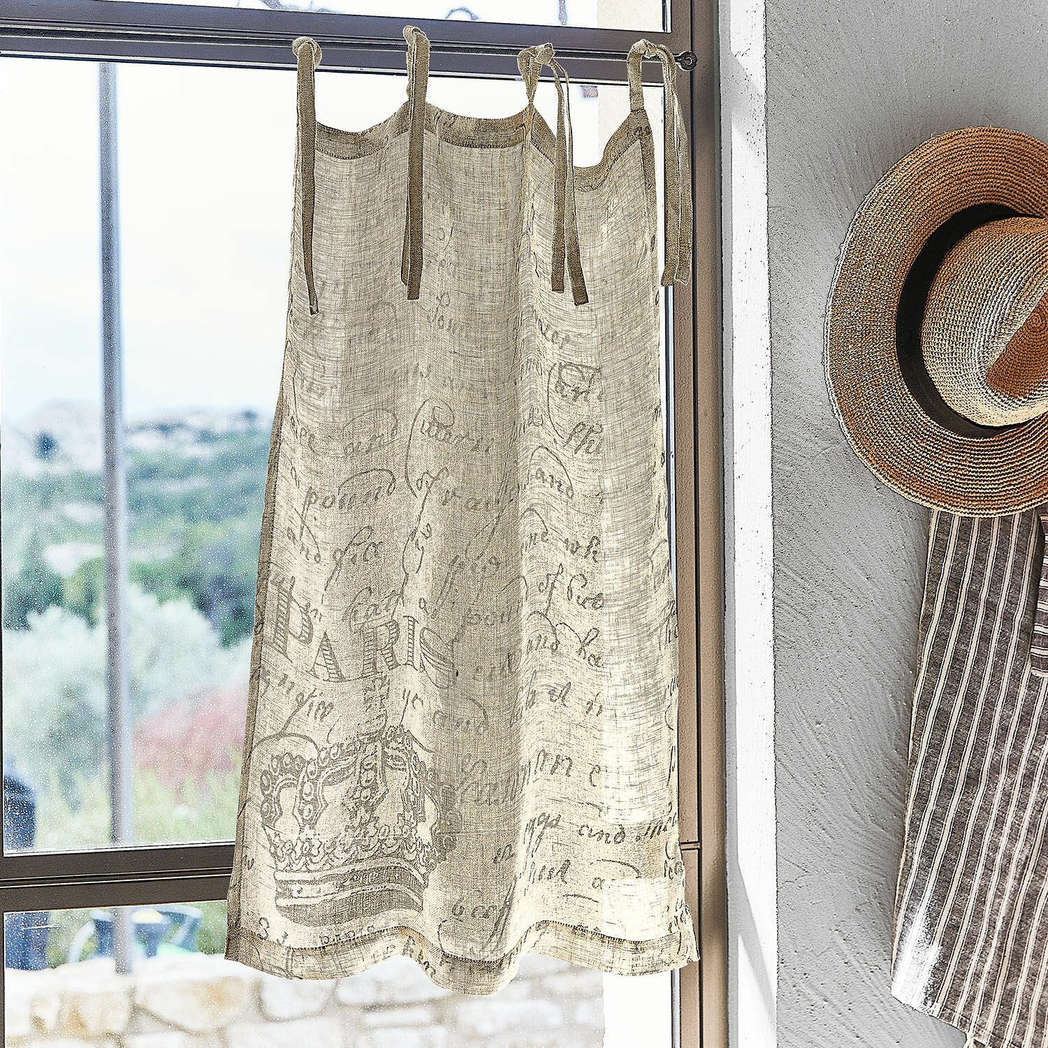 Mirabeau Scheibengardine Scheibengardine Fleurissant leinen/grau günstig online kaufen