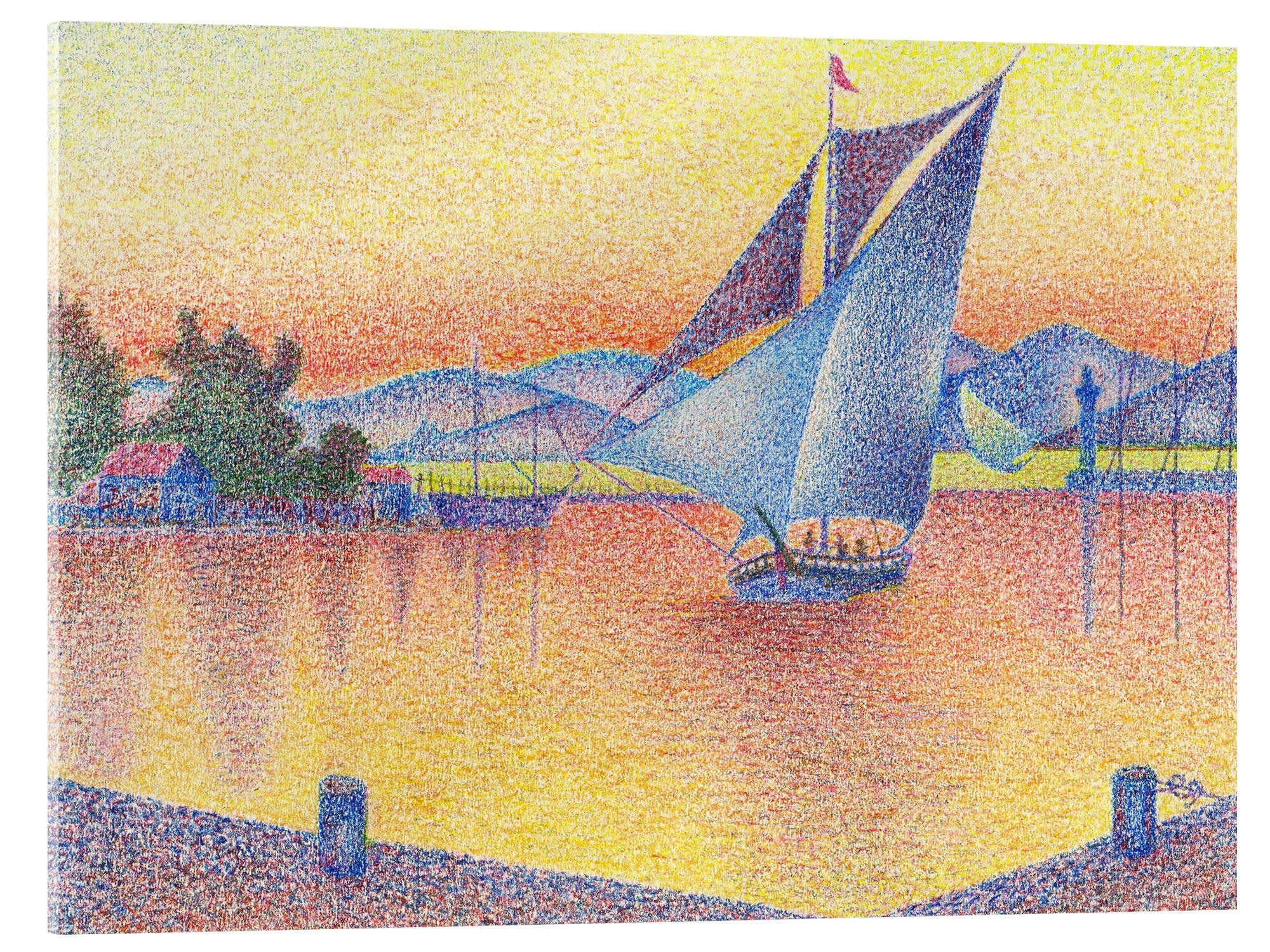Posterlounge Acrylglasbild Paul Signac, Hafen im Sonnenuntergang (Studie), Maritim Malerei