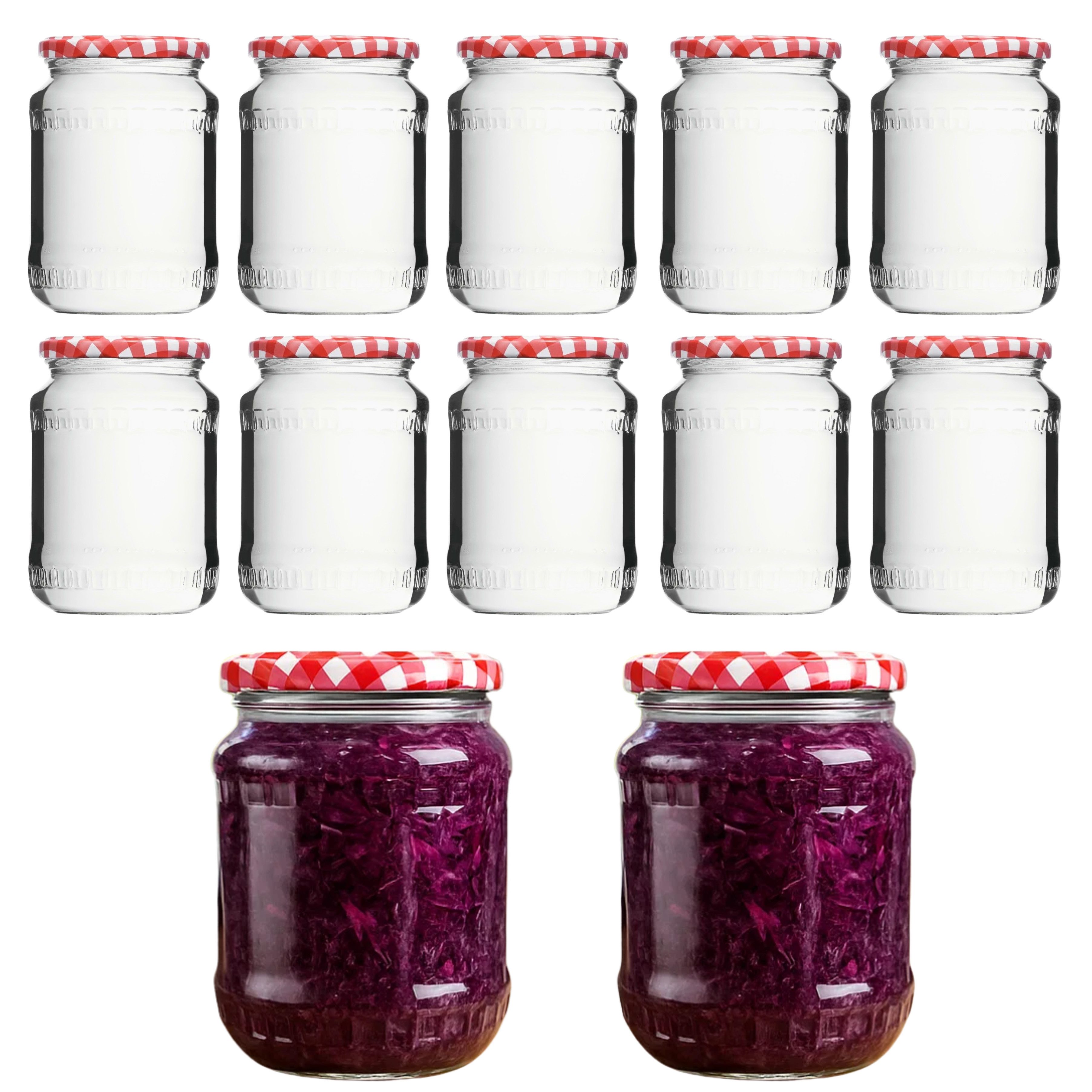 mikken Einmachglas 720ml mit Relief große Einkochgläser Gurkengläser Vorratsgläser, (Set, 12-tlg), luftdicht, zum pasteurisieren geeignet