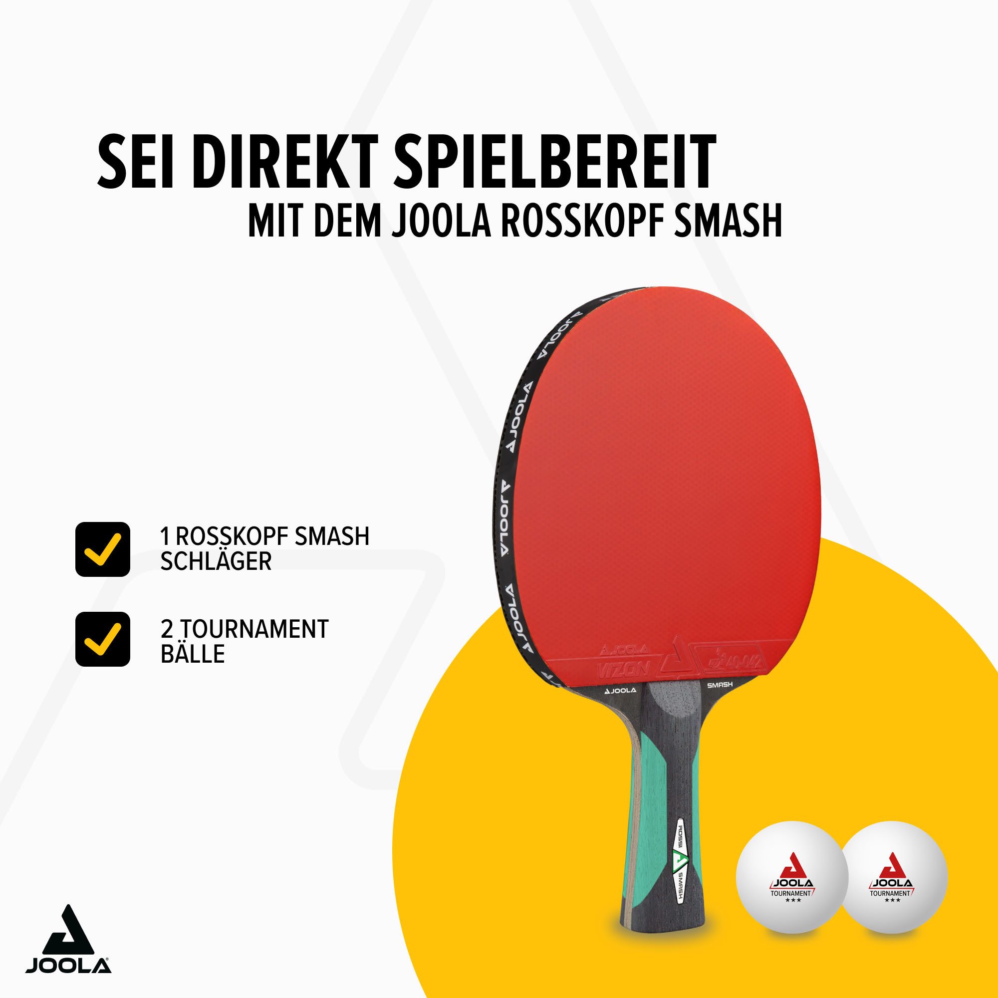 Joola Tischtennisschläger Rosskopf Smash (Set, 3-tlg., mit Bällen)