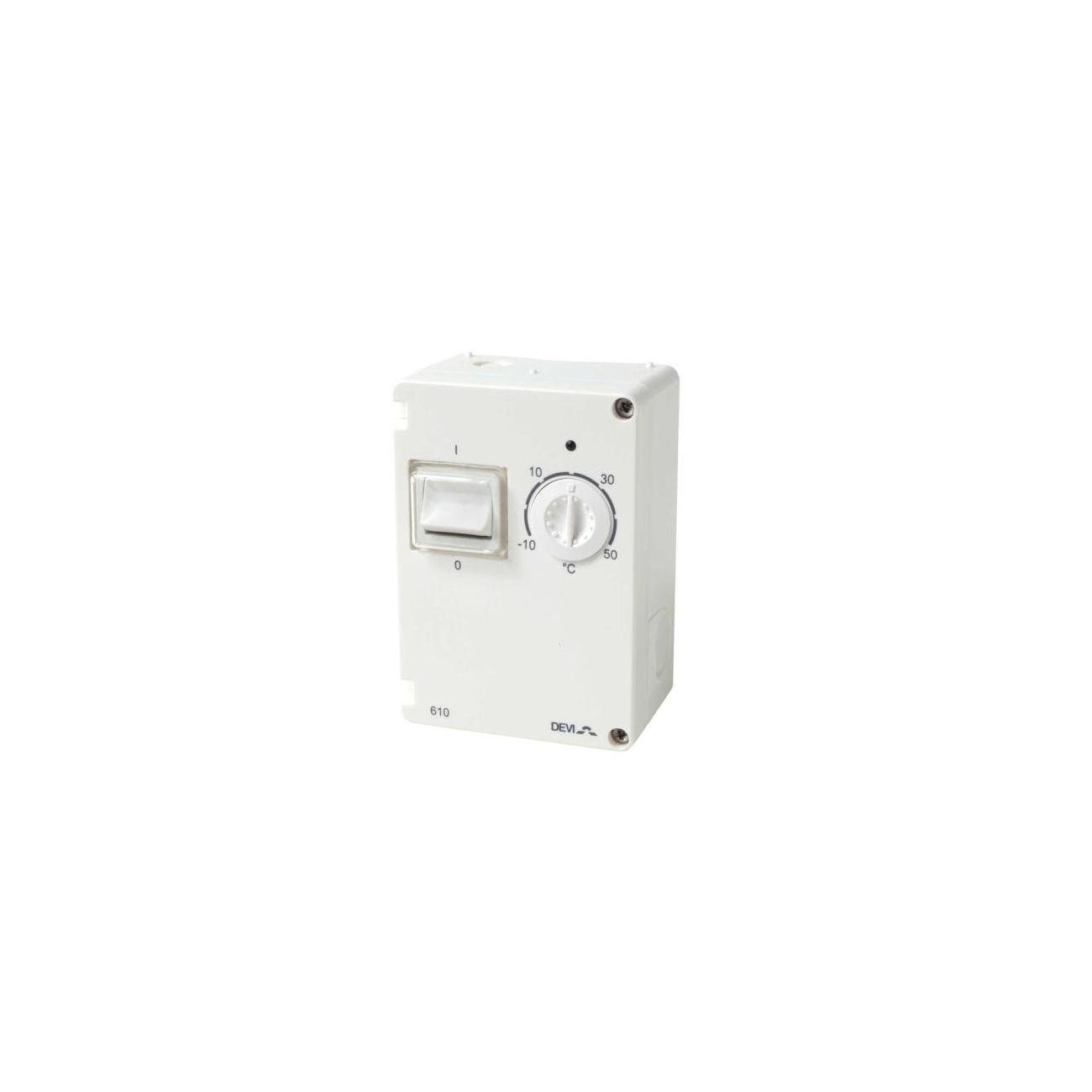 Raumthermostat DEVI Allzweckthermostat ws 1W AP IP44 230V Ein/Aus