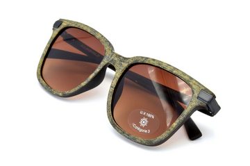 Gamswild Sonnenbrille UV400 GAMSSTYLE Modebrille Holzoptik, schmal geschnitten Damen Herren Unisex Modell WM7032 in braun, grau