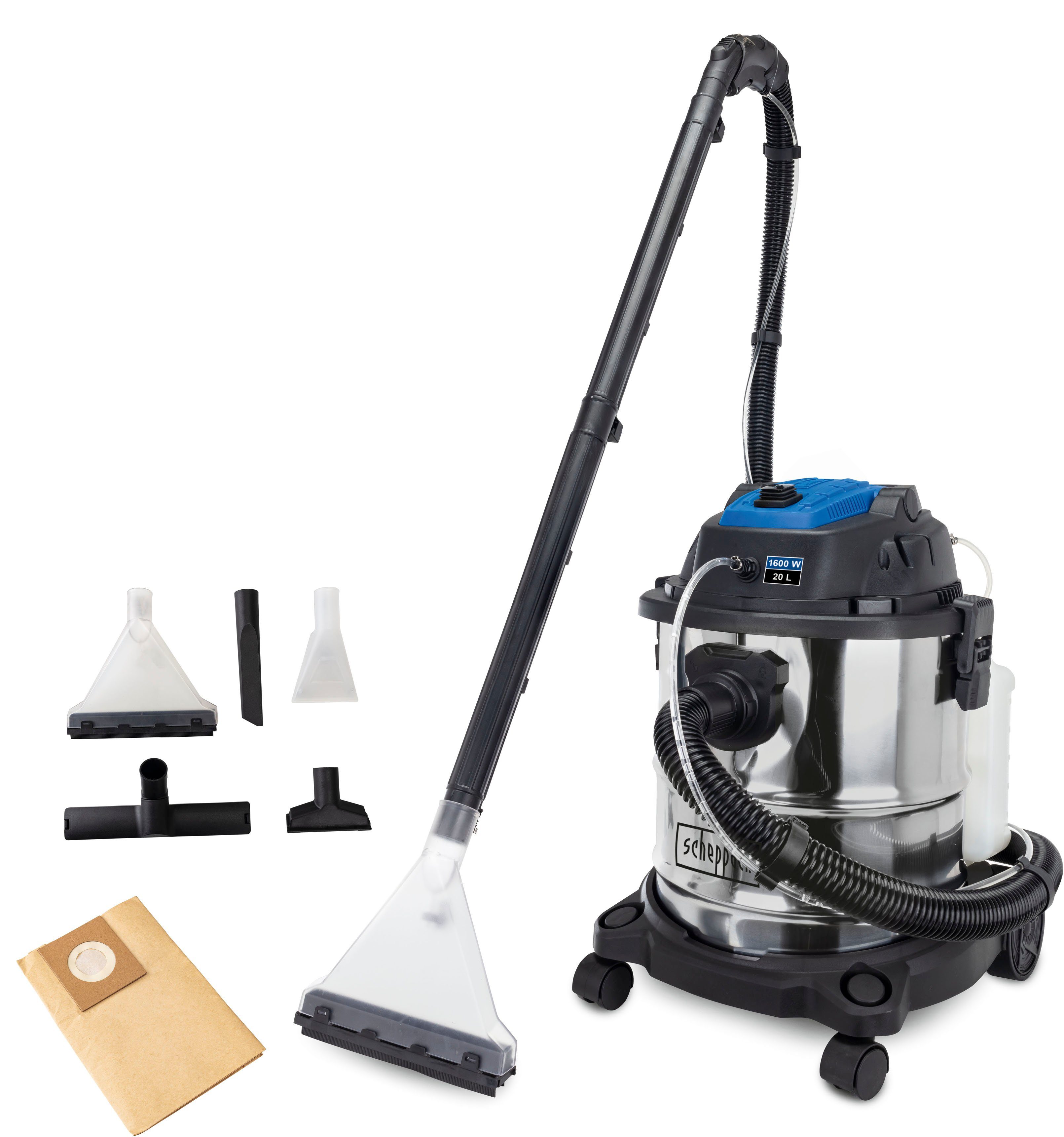 Scheppach Multi-Sauger SprayVac20, 1600 W, 2 m Sprüh- & Saugschlauch, umfangreiches Zubehör