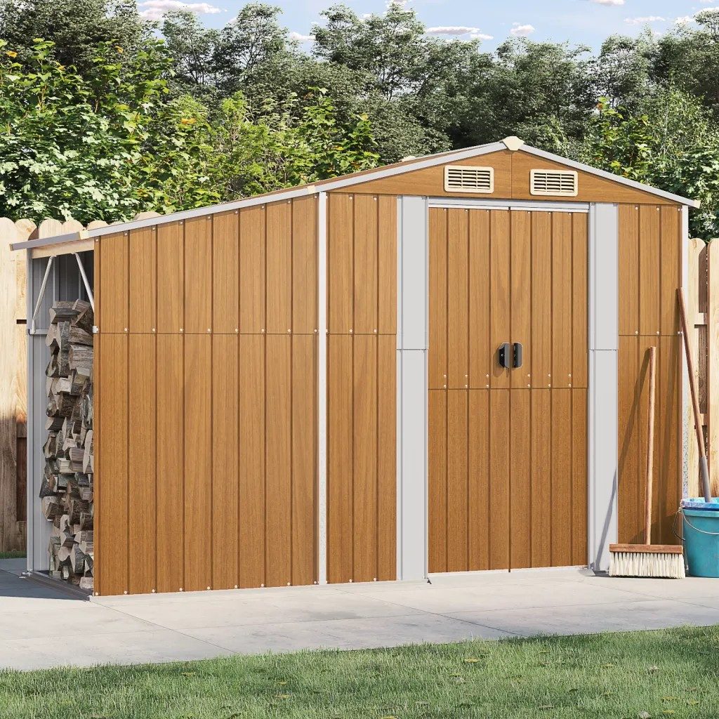 vidaXL Gartenhaus vidaXL Gerätehaus Braun 277x93x179 cm Verzinkter Stahl