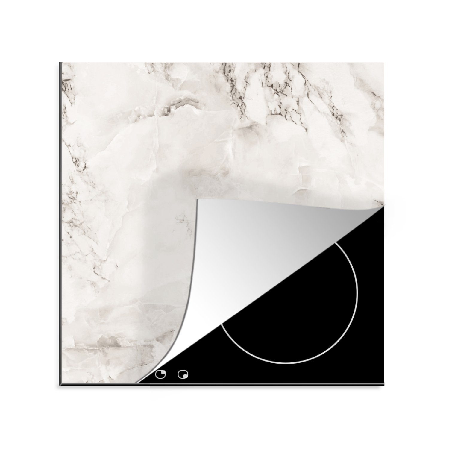 MuchoWow Herdblende-/Abdeckplatte Marmor - Füllstoff Metall - Adern, Vinyl, (1 tlg), 78x78 cm, Ceranfeldabdeckung, Arbeitsplatte für küche
