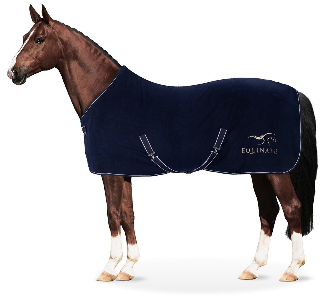Equinate Pferde-Abschwitzdecke Abschwitzdecke Nevada Fleece mit Widerristpolster und Kreuzbegurtung, atmungsaktiv