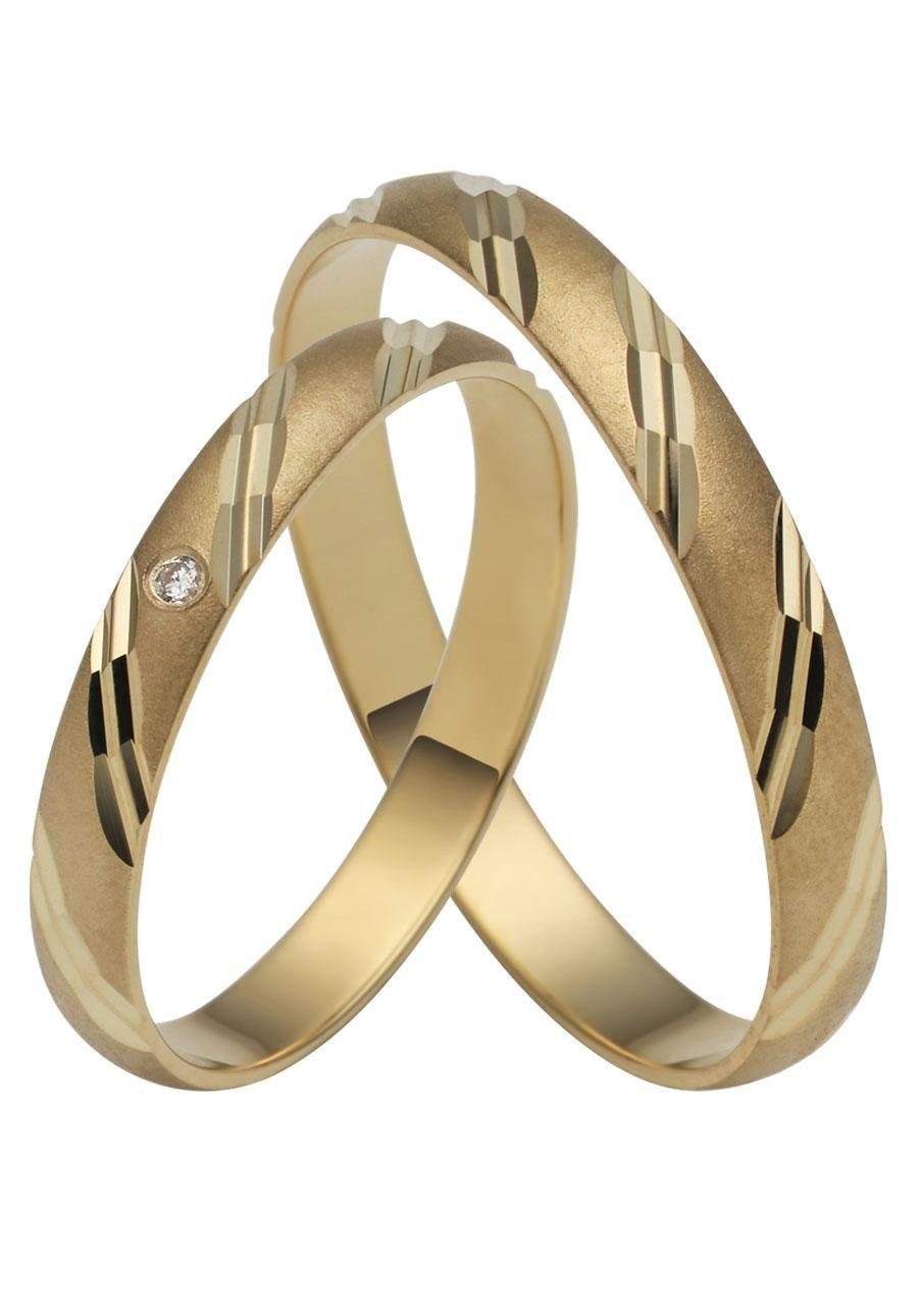 Firetti Trauring Schmuck Geschenk Gold 375 Hochzeit Ehering "LIEBE", Made in Germany, wahlweise mit oder ohne Brillant