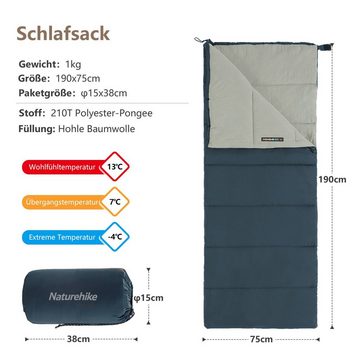 Naturehike Daunenschlafsack & Daunenbettdecke für Erwachsene, Leichter Rechteckiger Spleißbarer 3 Jahreszeiten