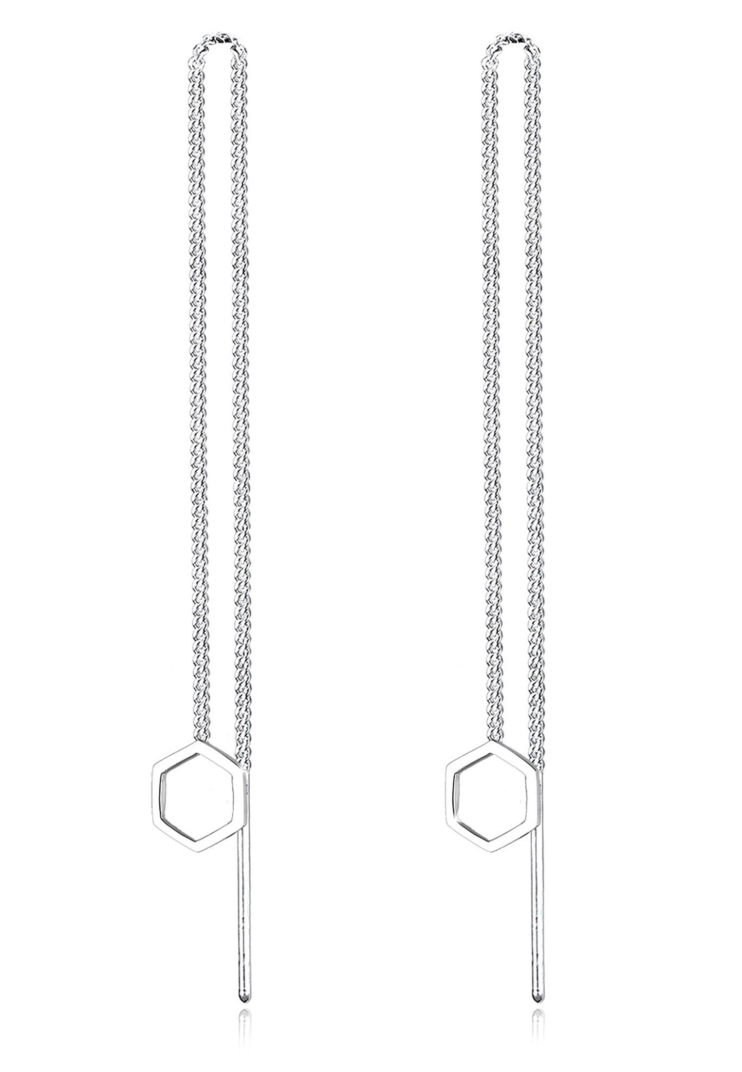 Elli Paar Ohrhänger Hexagon Geo Minimal 925 Sterling Silber, Geo