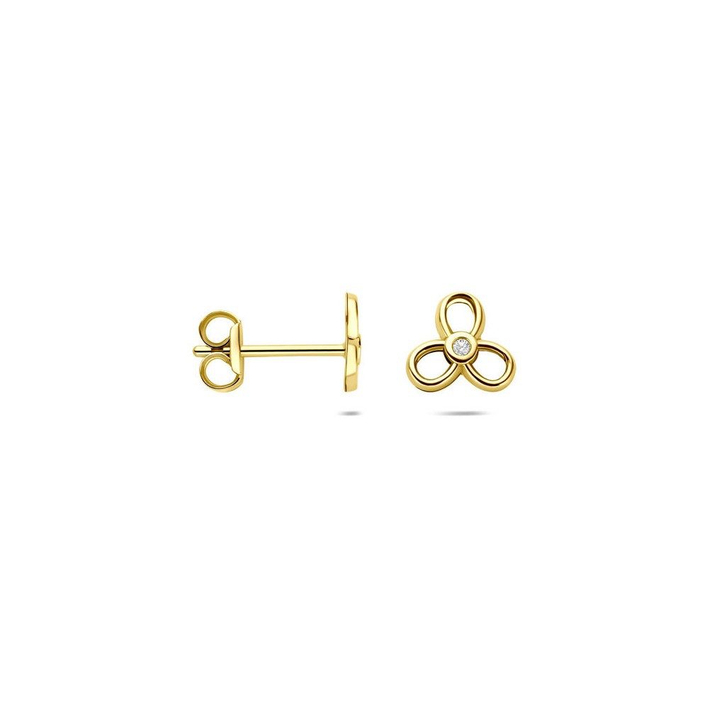 Paar Ohrstecker 375er Gelbgold Ohrstecker Blüte Zirkonia