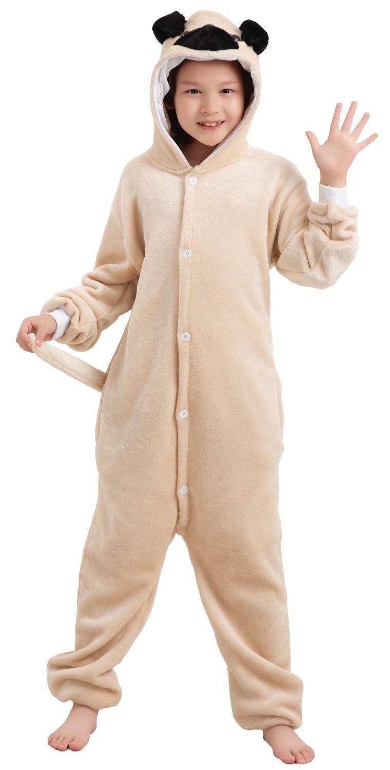 Corimori Jumpsuit Kinder Kostüm Jumpsuit Onesie verschiedene Designs (1-tlg) Fasching, Karneval, Tierkostüme Hund, Mops 98-104 Bulldogge süß