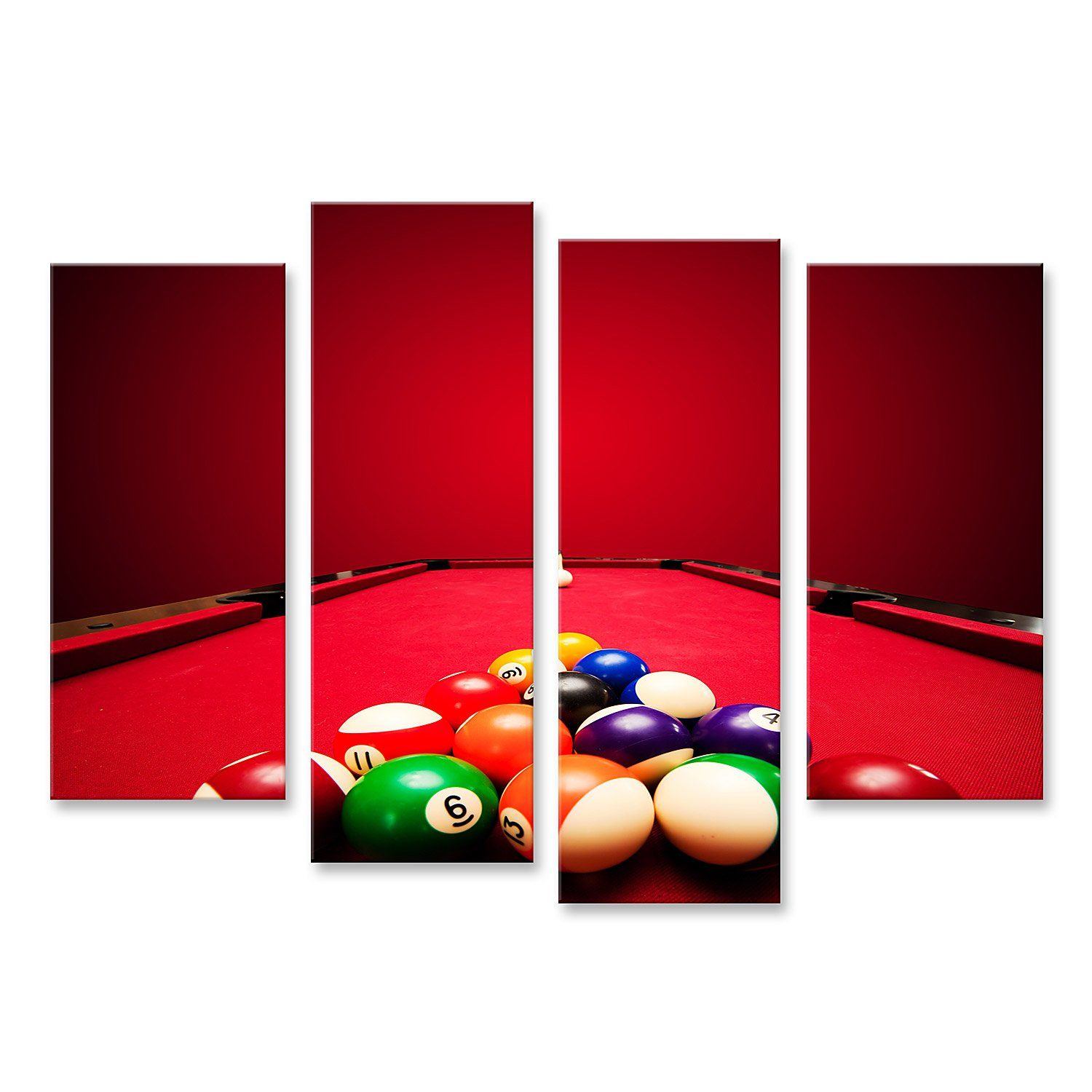 islandburner Leinwandbild Bild auf Leinwand Billards Pool Spiel Farbe Kugeln In Dreieck Mit Dem