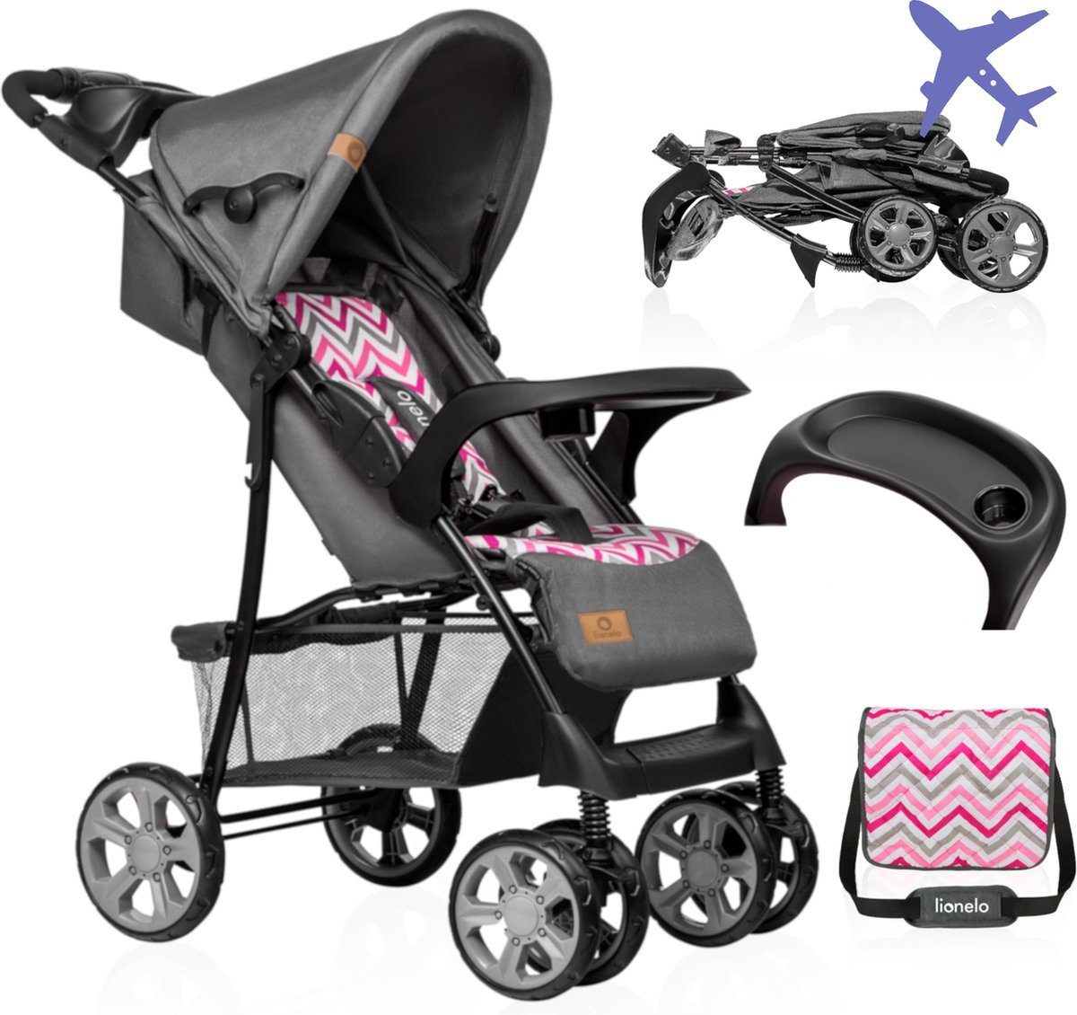 lionelo Kinder-Buggy Emma, Tasche Leicht SGS i EN Bis 15kg